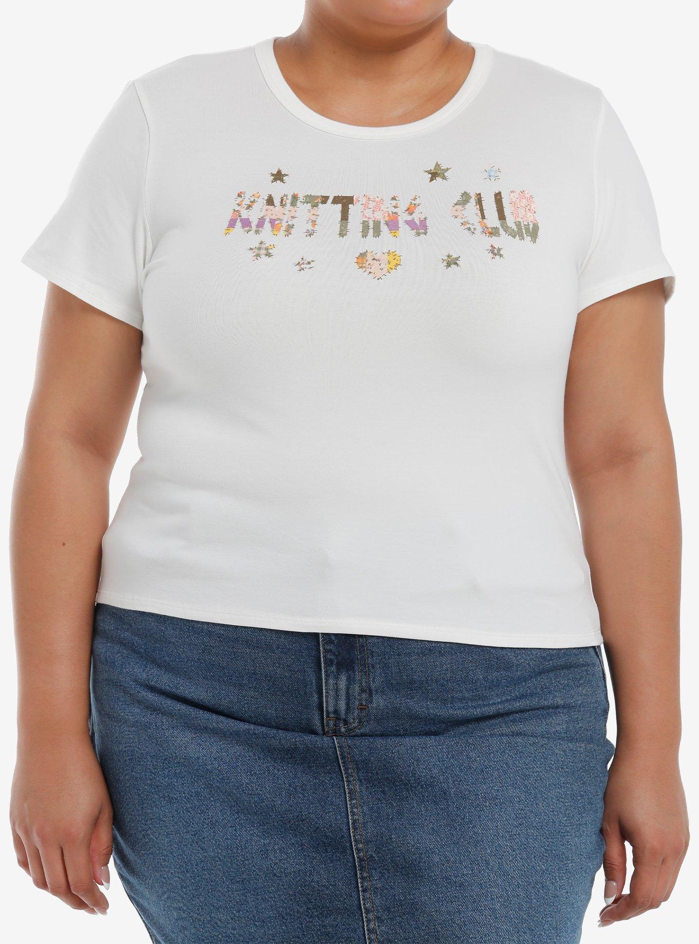 Thorn & Fable Knitting Club Patchwork Print Girls Baby T-Shirt Plus Size, , hi-res