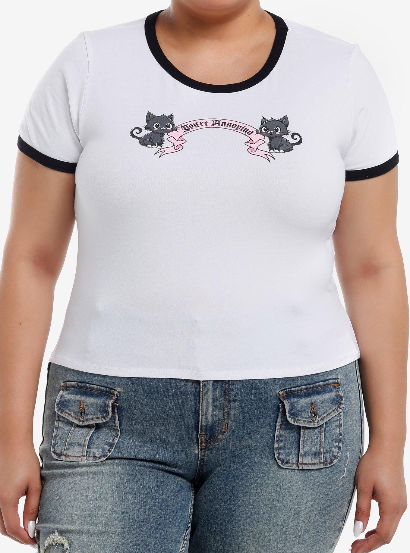 Sweet Society You're Annoying Cat Banner Girls Ringer Baby T-Shirt Plus Size, , hi-res