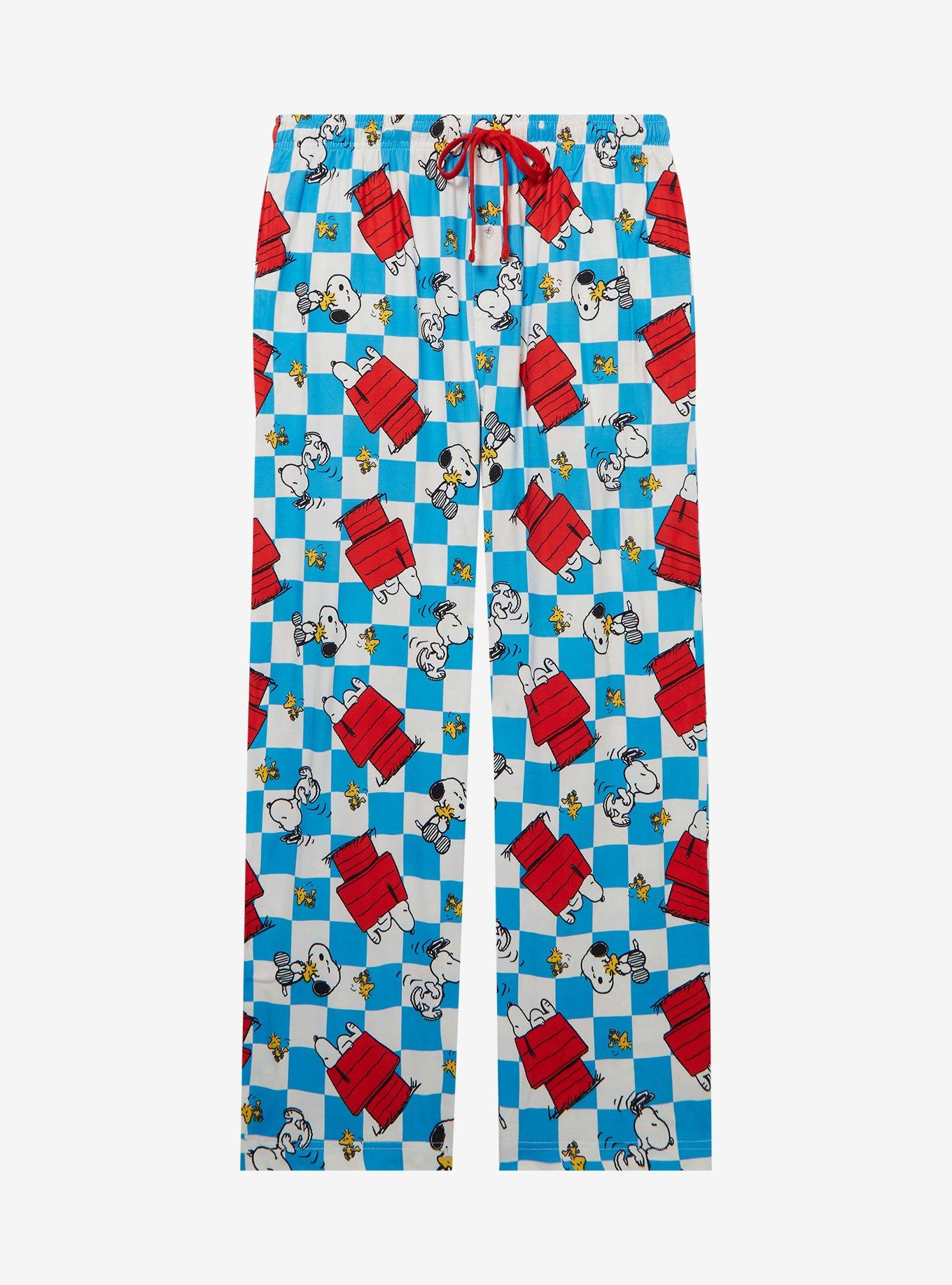 Peanuts Snoopy Checkered Allover Print Sleep Pants — BoxLunch Exclusive, BLUE, hi-res