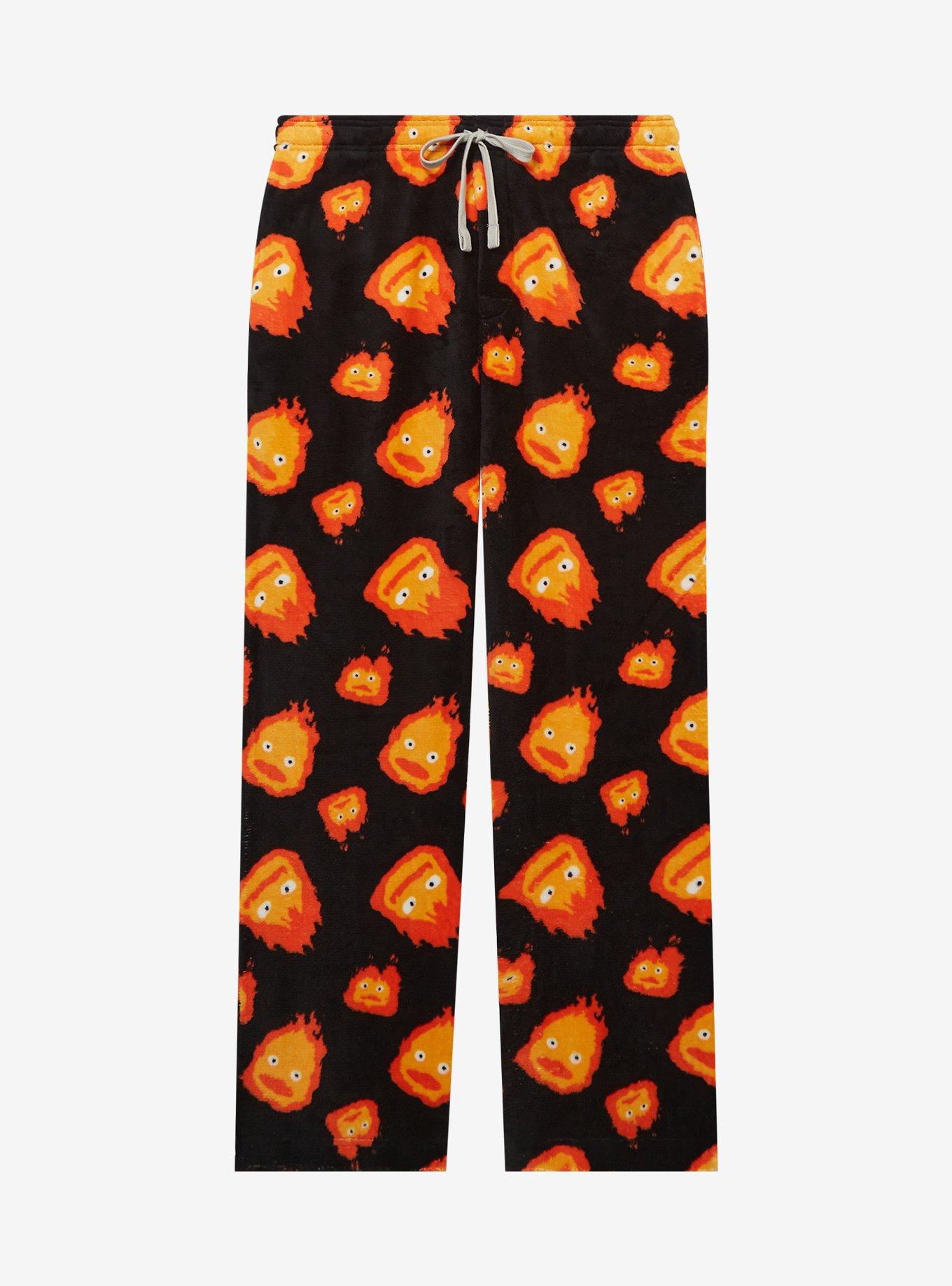 Studio Ghibli Howl's Moving Castle Calcifer Allover Print Sleep Pants — BoxLunch Exclusive, BLACK, hi-res