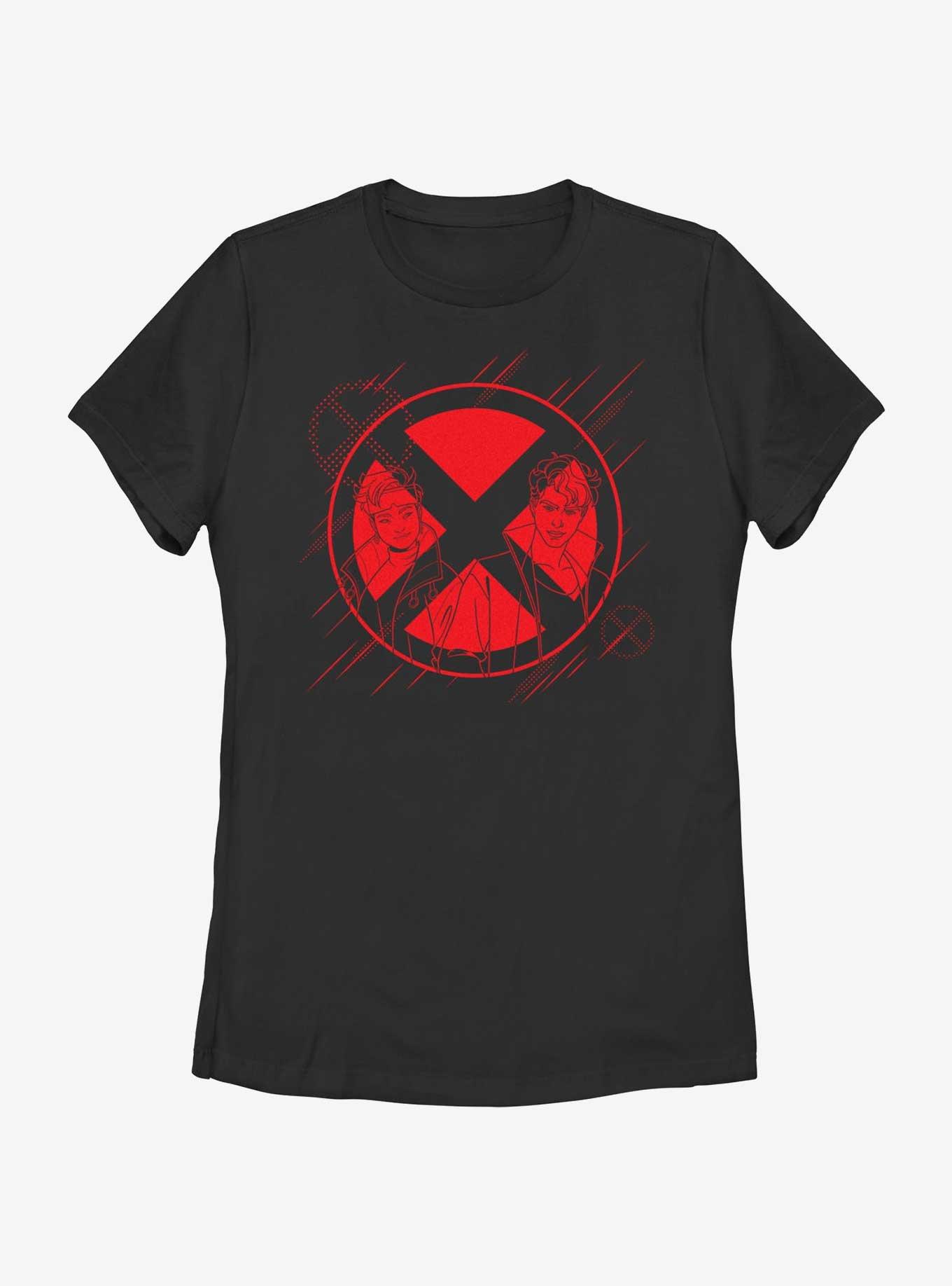 Marvel X-Men '97 Jubilee And Sunspot Silhouette Womens T-Shirt, BLACK, hi-res