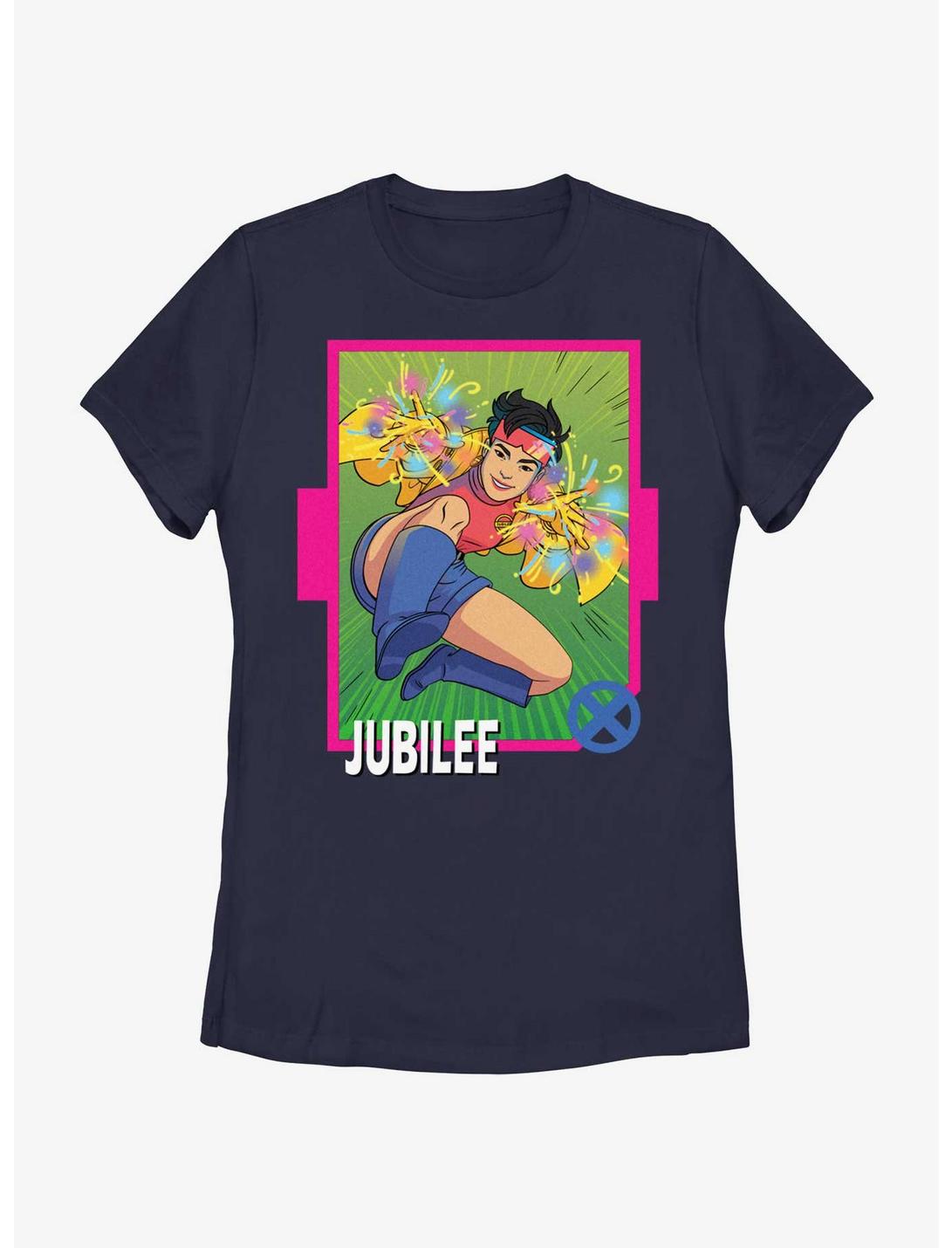 Marvel X-Men '97 Jubilee Card Womens T-Shirt, NAVY, hi-res