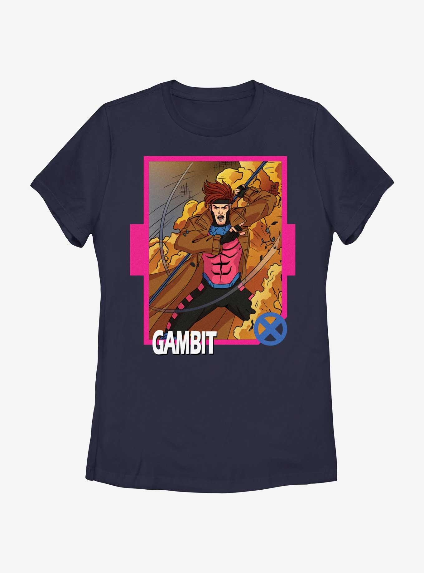 Marvel X-Men '97 Gambit Card Womens T-Shirt, NAVY, hi-res