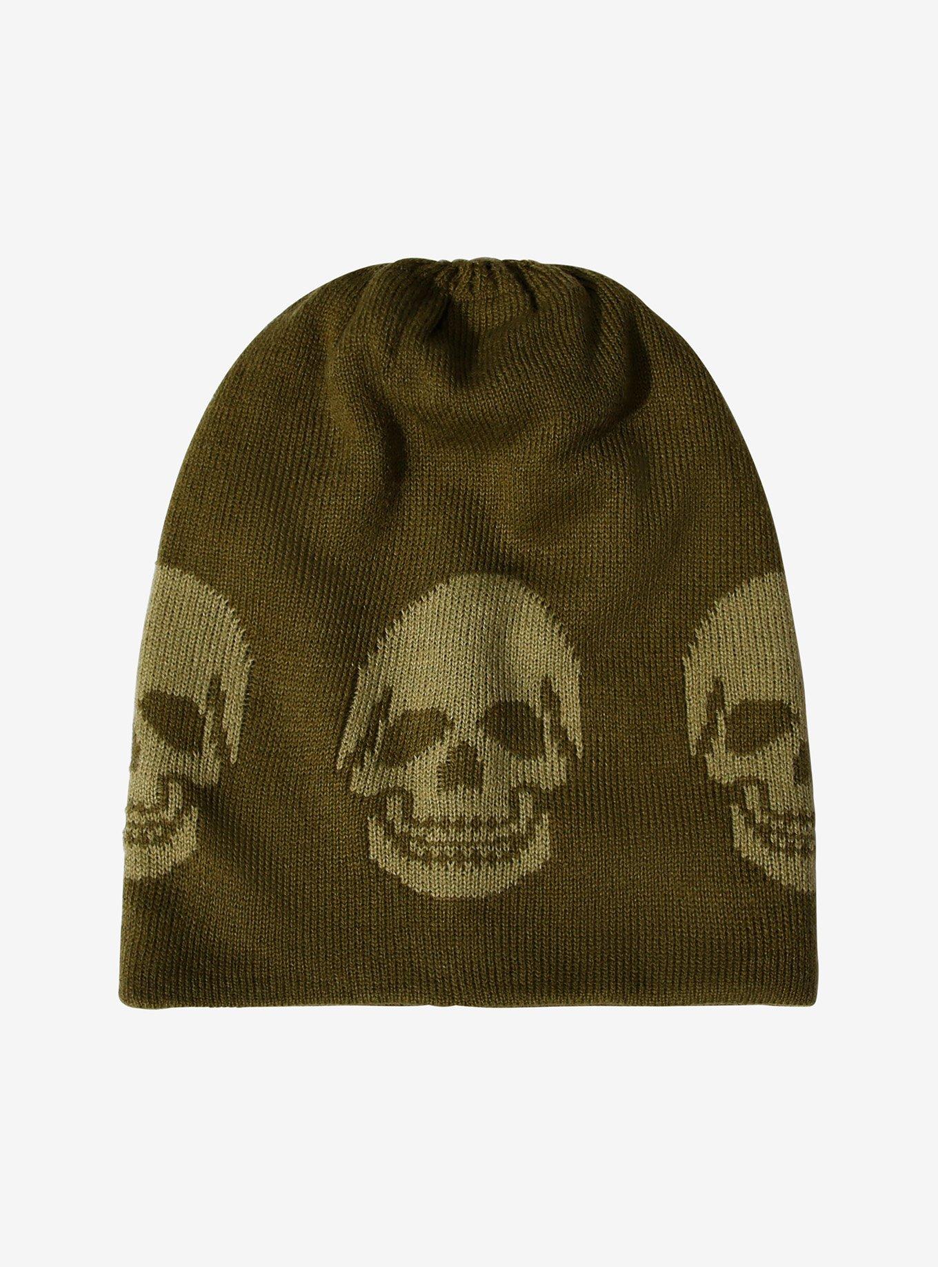 Green Skull Beanie, , hi-res