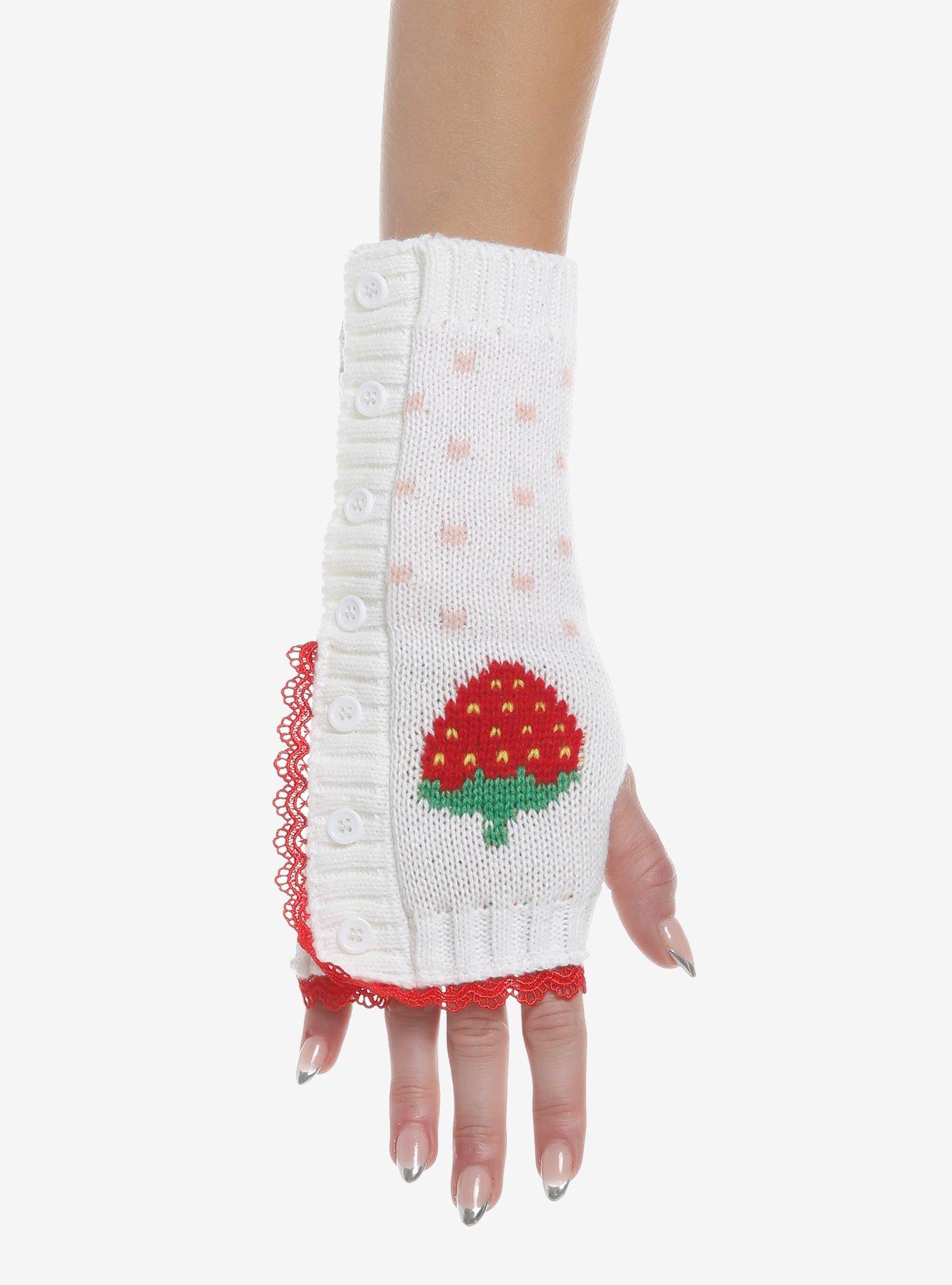 Strawberry Intarsia Arm Warmers, , hi-res