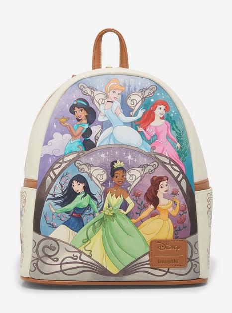 disney princess mini backpacks Hercules 25th Anniversary Meg and Hercules Mini-Backpack while the back has Beast transformed into his princely visage Loungefly Disney Princesses Mini Backpack