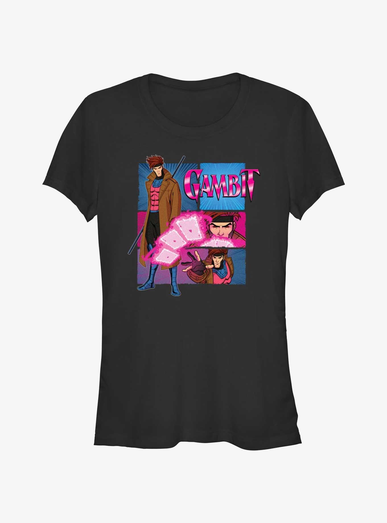 Marvel X-Men '97 Gambit Cards Girls T-Shirt, BLACK, hi-res