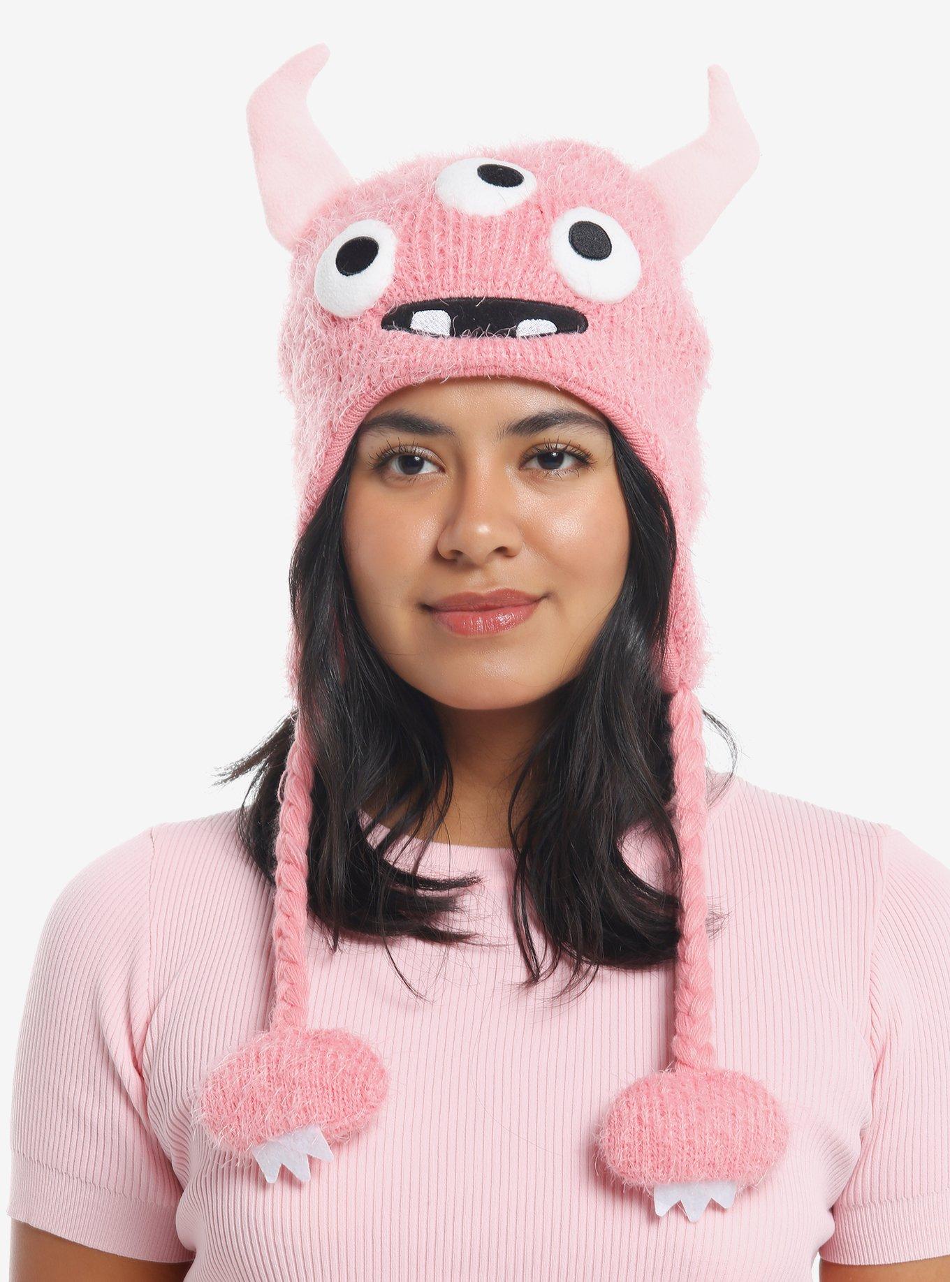 Pink Monster 3D Horn Fuzzy Tassel Beanie, , hi-res