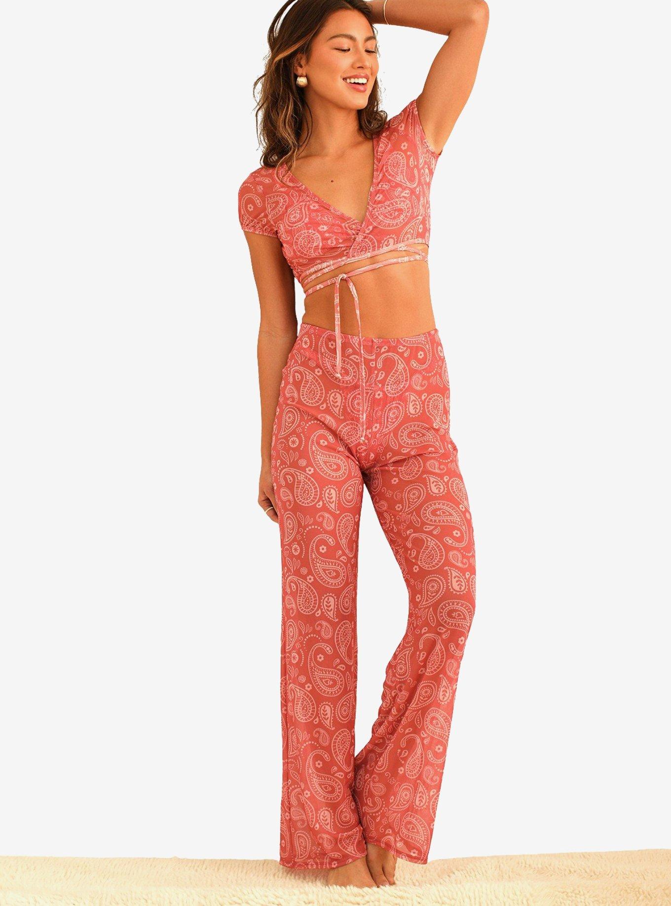 Dippin' Daisy's That Girl Swim Cover-Up Pants Pink Paisley, , hi-res