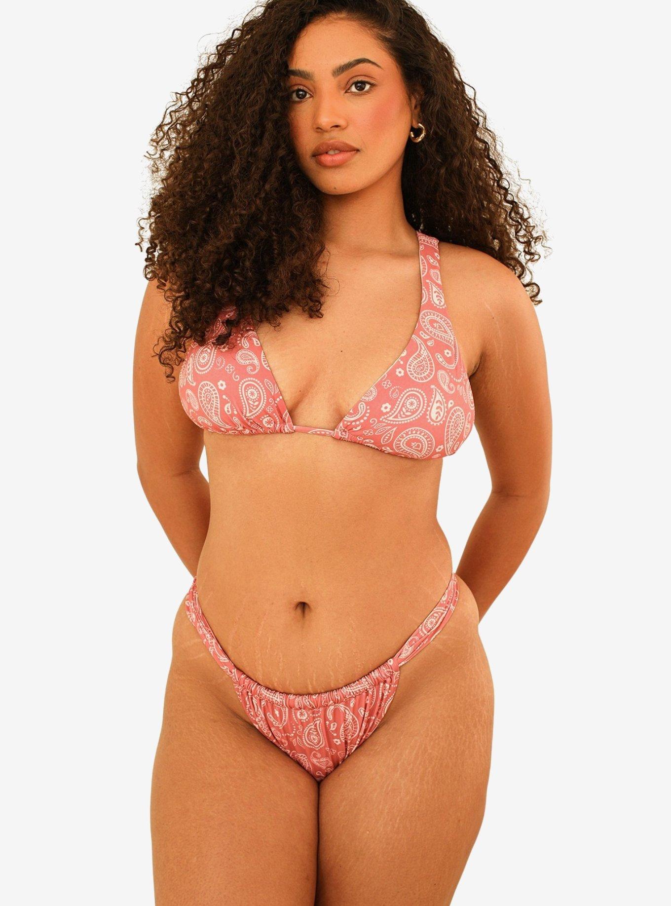 Dippin' Daisy's Bisou Cheeky Swim Bottom Pink Paisley, , hi-res