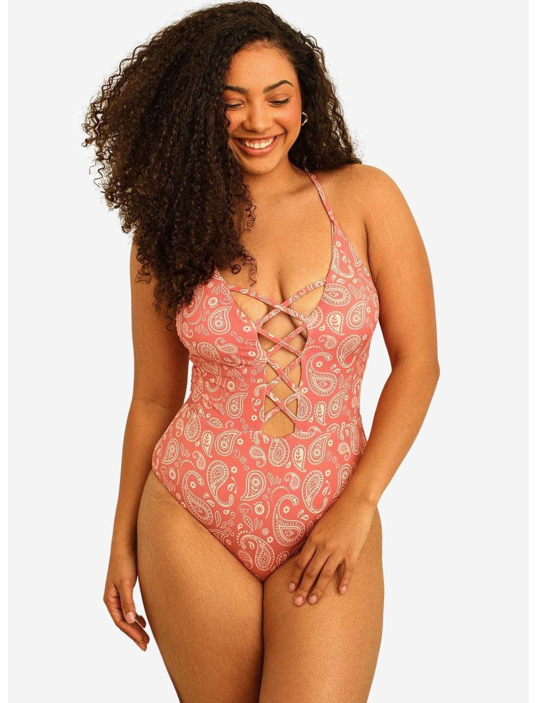 Dippin' Daisy's Bliss Moderate Coverage Swim One Piece Pink Paisley, PAISLEY, hi-res