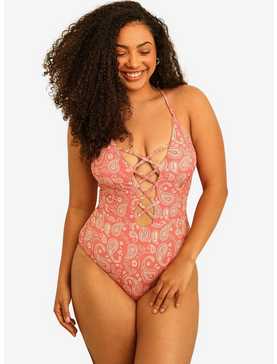 Dippin' Daisy's Bliss Moderate Coverage Swim One Piece Pink Paisley, , hi-res