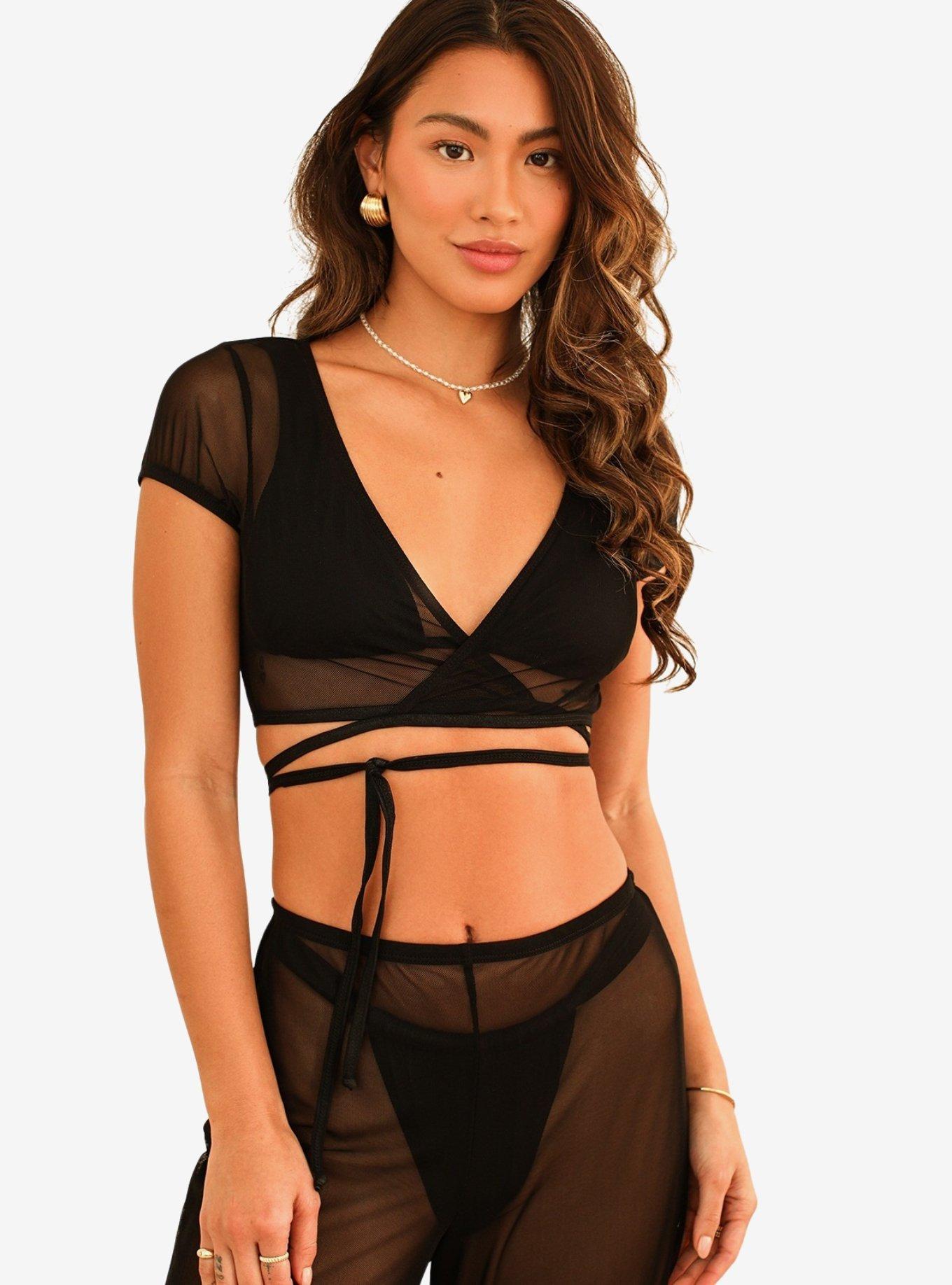 Dippin' Daisy's Cher Swim Cover-Up Top Black, BLACK, hi-res