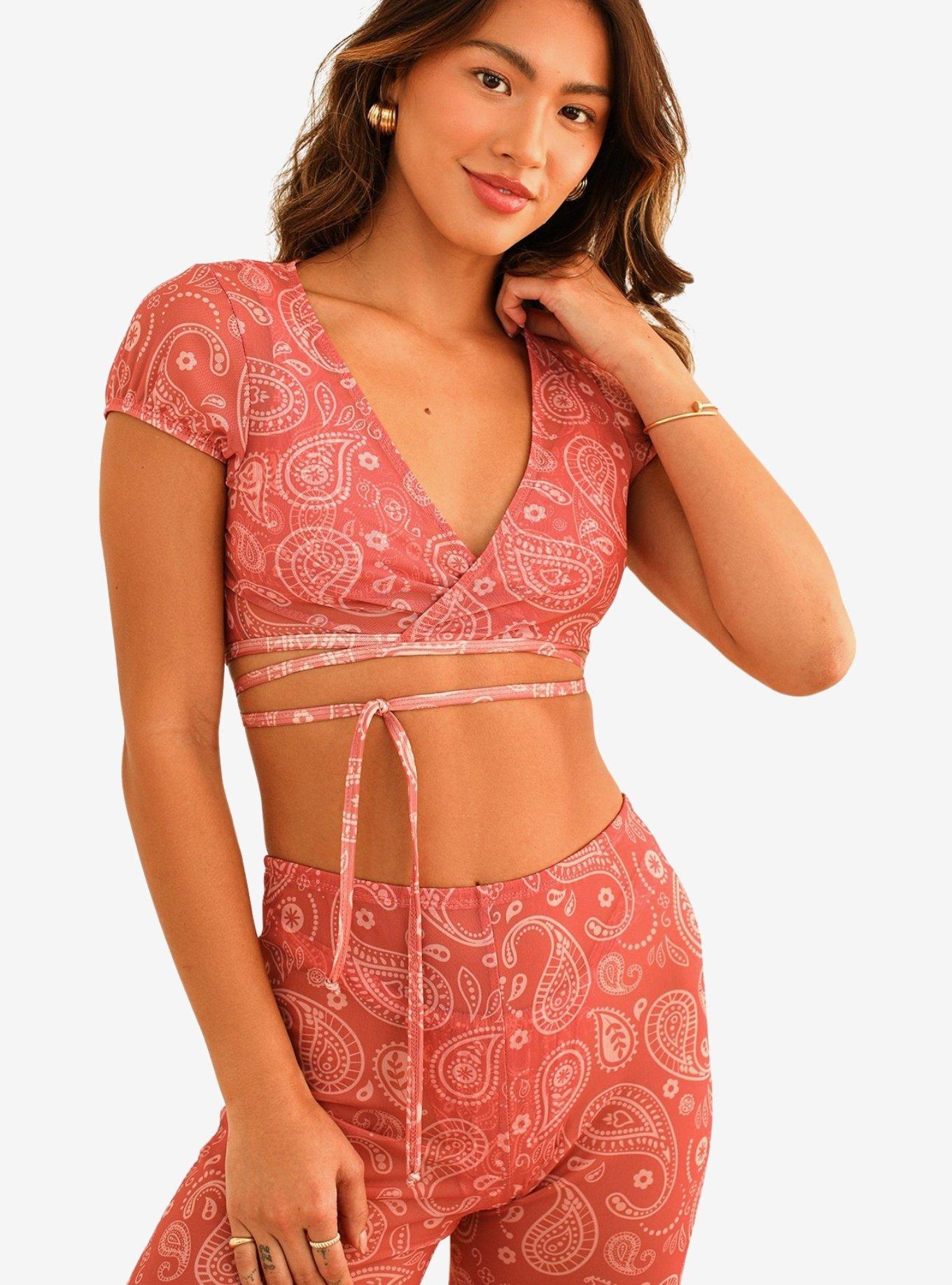 Dippin' Daisy's Cher Swim Cover-Up Top Pink Paisley, , hi-res