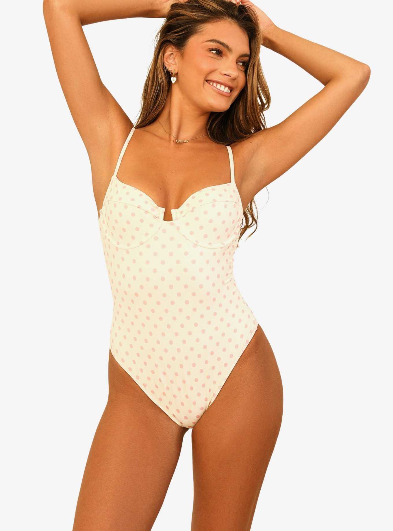 Dippin' Daisy's Saltwater Thigh High Cut Swim One Piece Dotted Pink, , hi-res