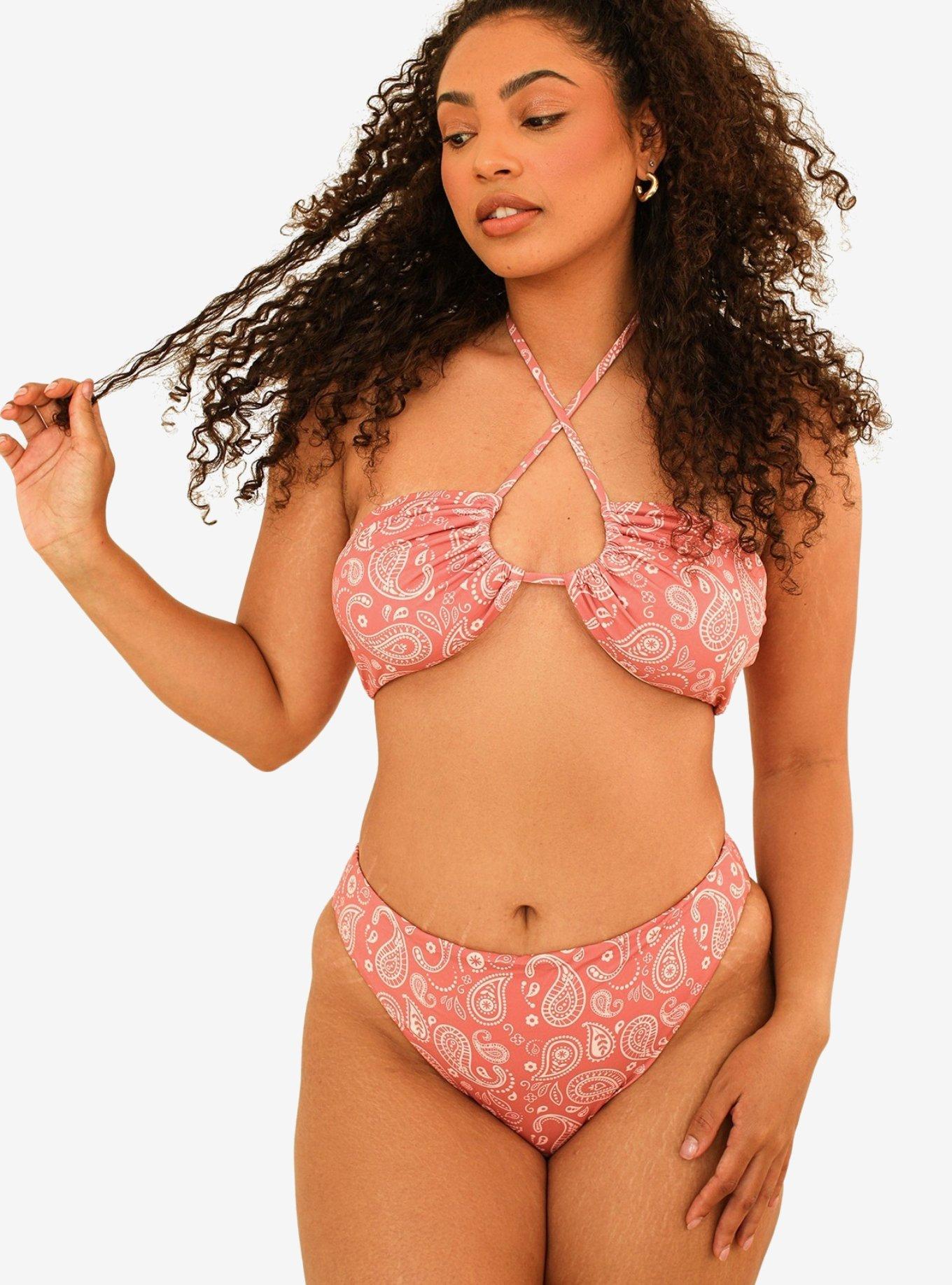 Dippin' Daisy's Amalfi String Tie Bandeau Swim Top Pink Paisley, PAISLEY, hi-res