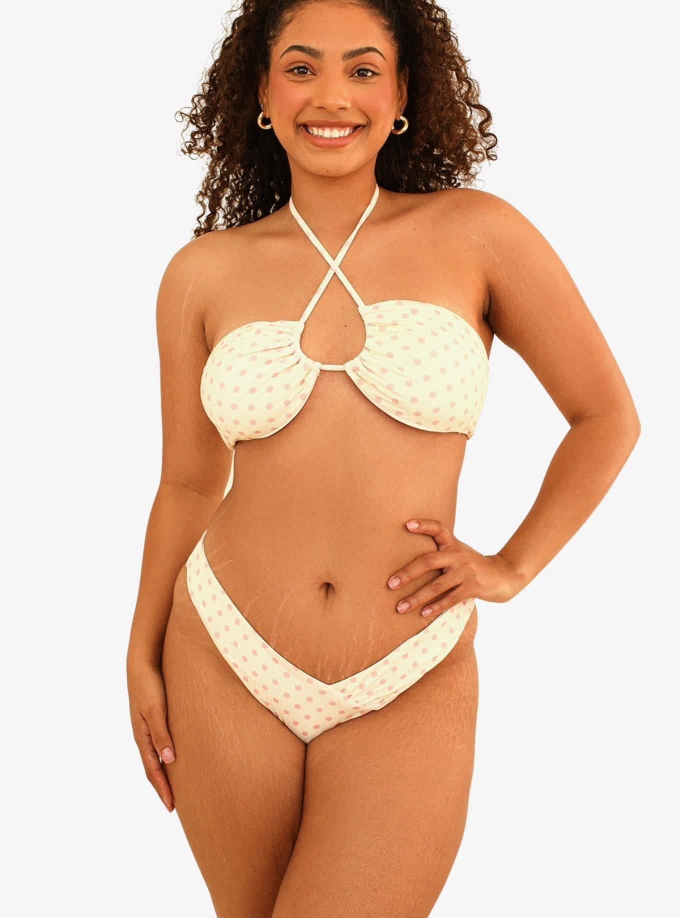 Dippin' Daisy's Amalfi String Tie Bandeau Swim Top Dotted Pink, , hi-res
