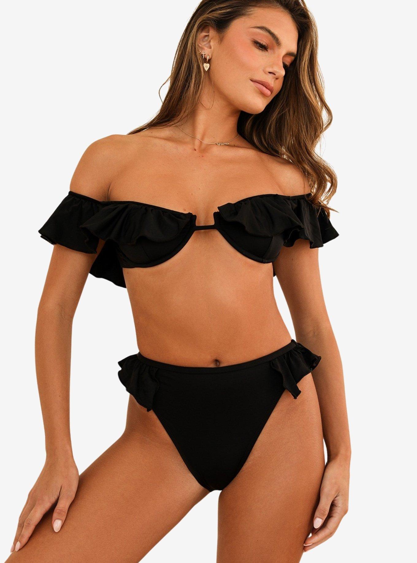 Dippin' Daisy's Kate Off Shoulder Underwire Swim Top Black, , hi-res