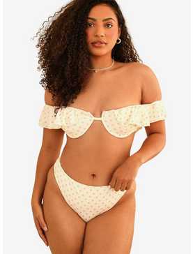 Dippin' Daisy's Kate Off Shoulder Underwire Swim Top Dotted Pink, , hi-res