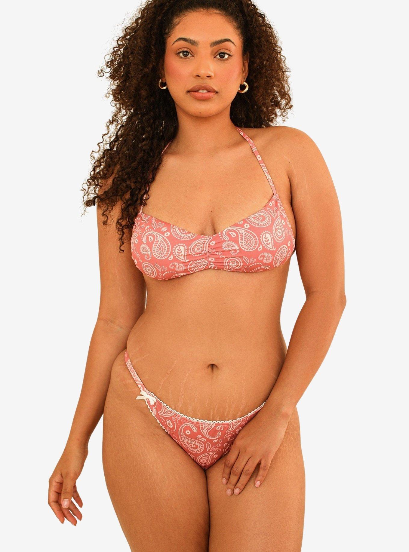 Dippin' Daisy's Christina Tie Straps Bandeau Swim Top Pink Paisley, , hi-res