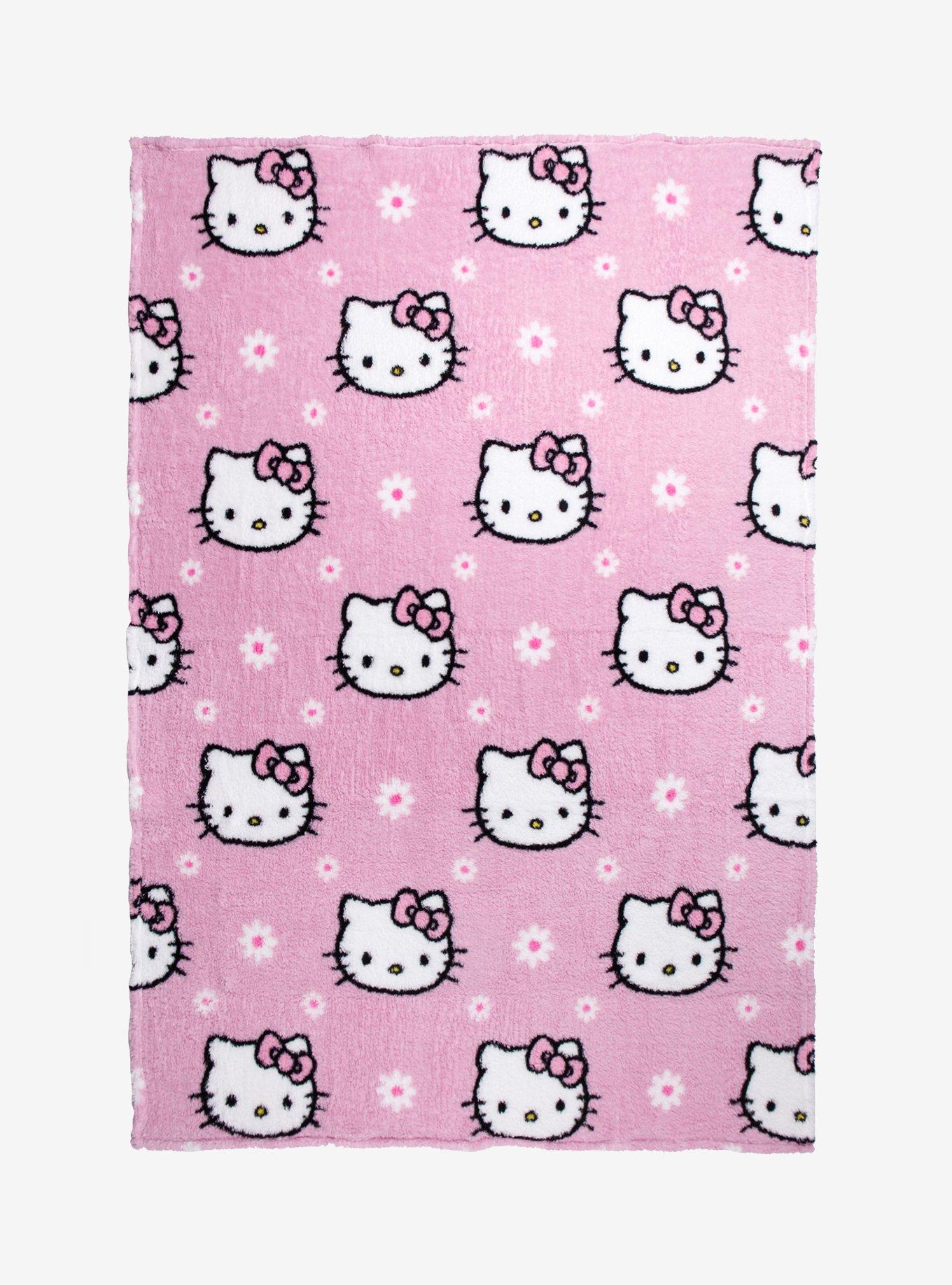 Hello Kitty Flowers Sherpa Oversized Throw Blanket