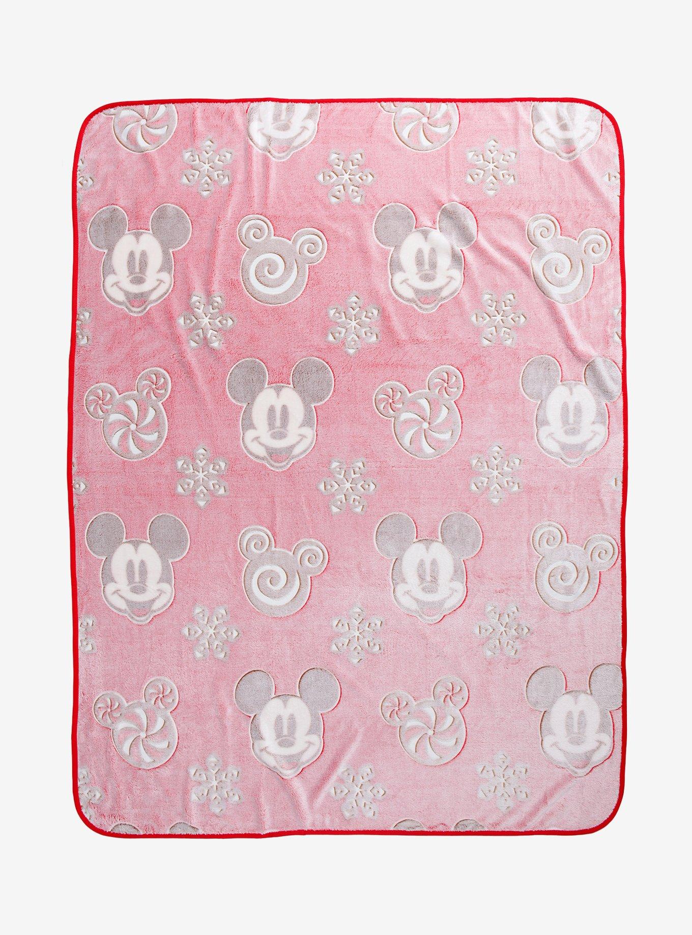 Disney Mickey Mouse Snowflakes Peppermint Throw Blanket, , hi-res