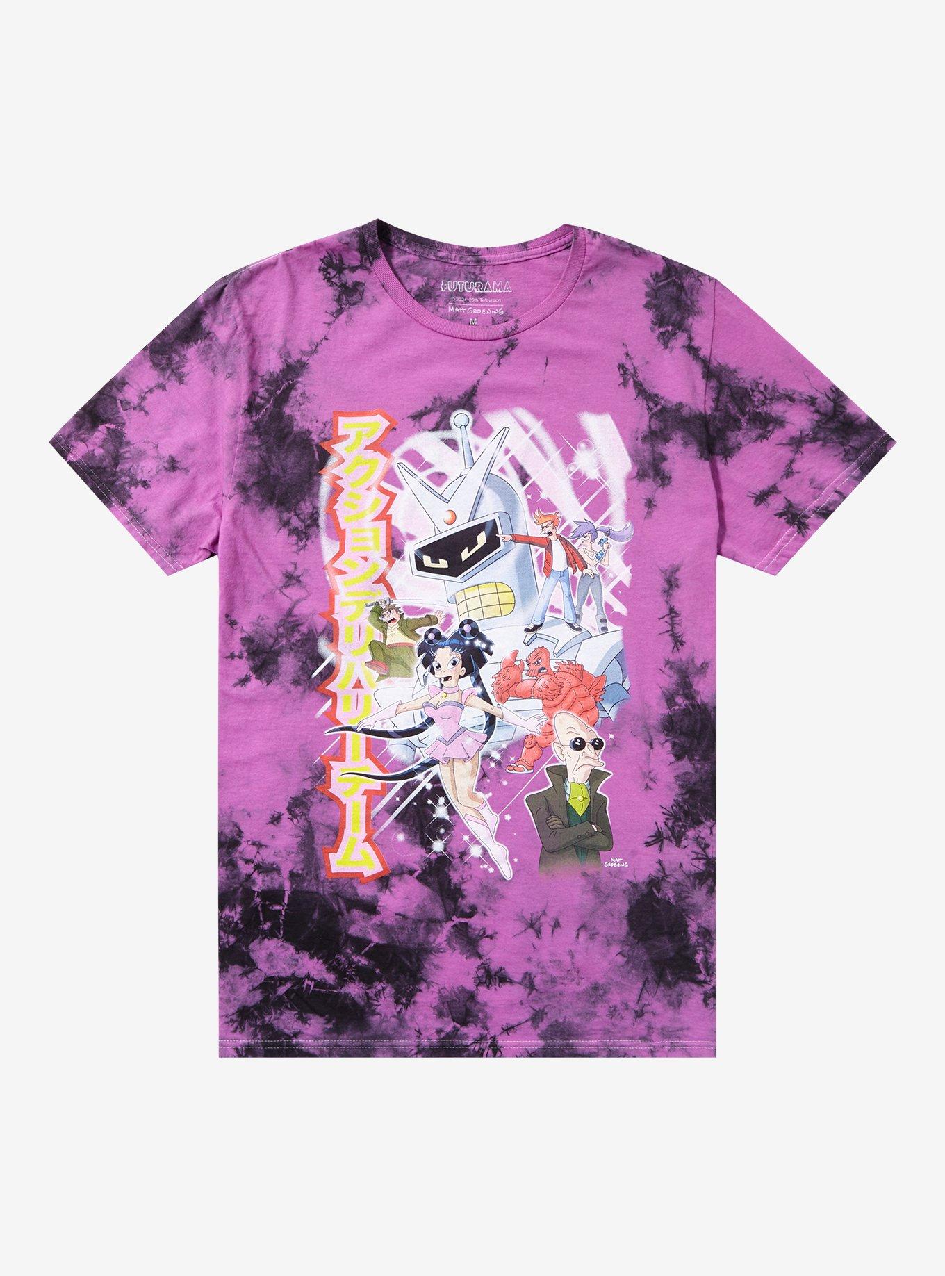 Futurama Anime Characters Tie-Dye T-Shirt, MULTI, hi-res