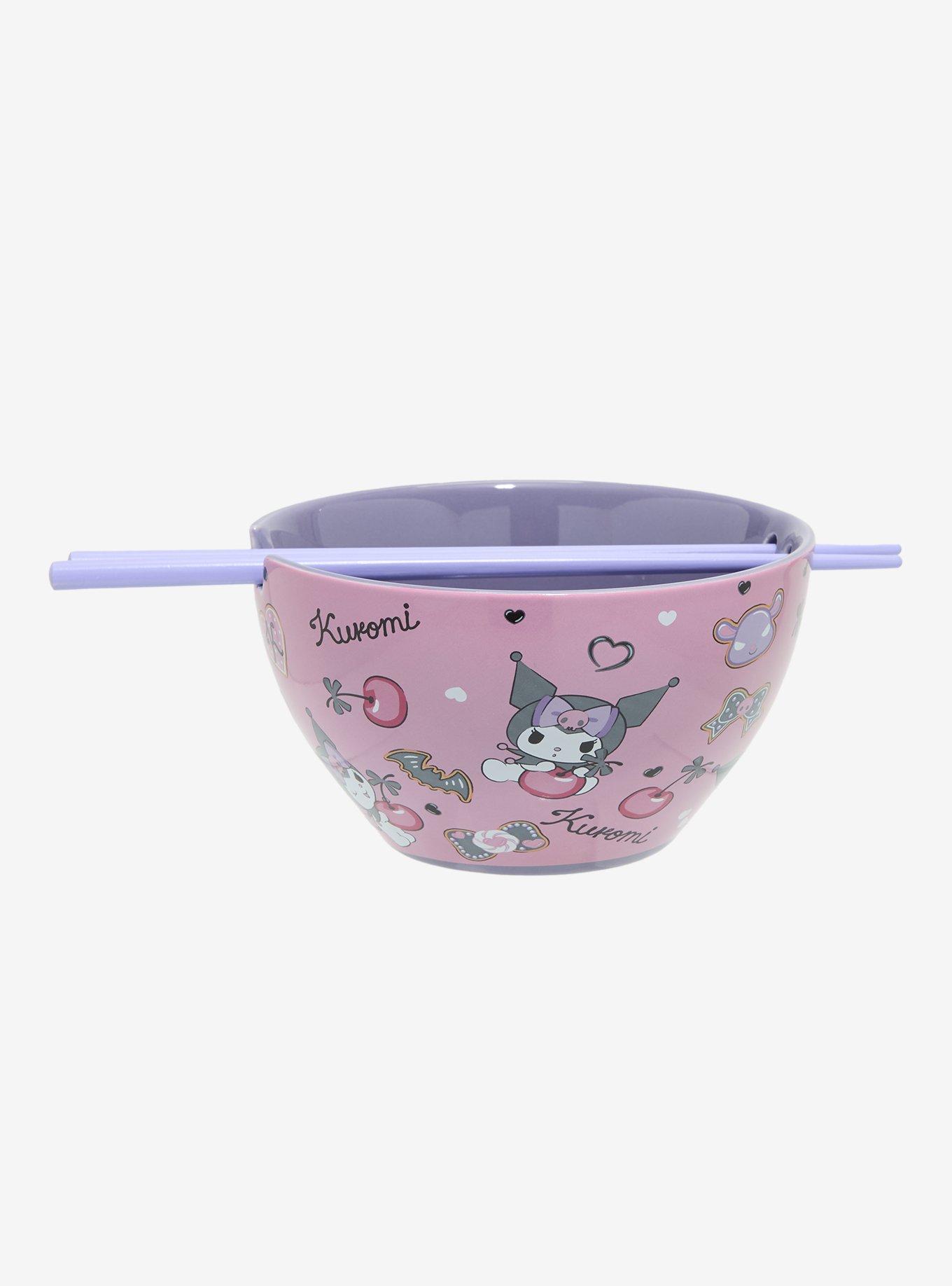Silver Buffalo Sanrio Hello Kitty And Friends Kuromi Ceramic Ramen Noodle Rice Bowl With Chopsticks Microwave Safe 20 Ounces