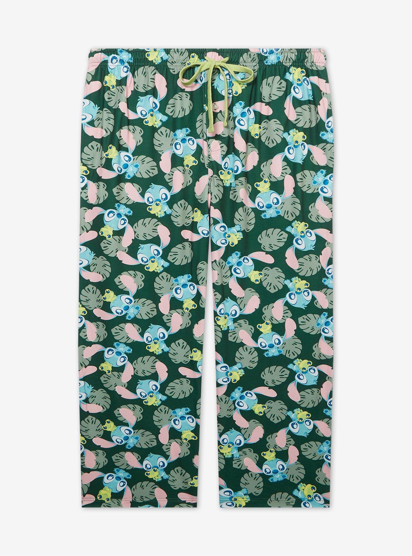 Disney Lilo & Stitch Frog Palm Frond Allover Print Women's Plus Size Sleep Pants - BoxLunch Exclusive, , hi-res