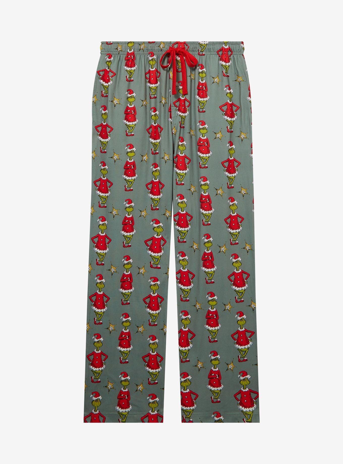 How the Grinch Stole Christmas Grinch Santa Suit Allover Print Sleep Pants — BoxLunch Exclusive, SAGE, hi-res