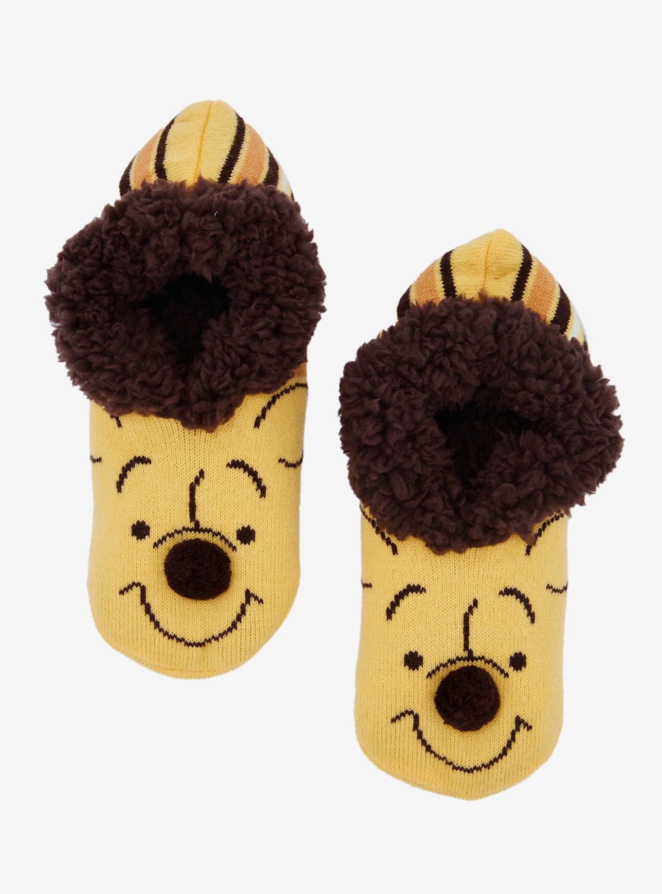 Disney Winnie the Pooh Striped Pooh Bear Slipper Socks - BoxLunch Exclusive, , hi-res