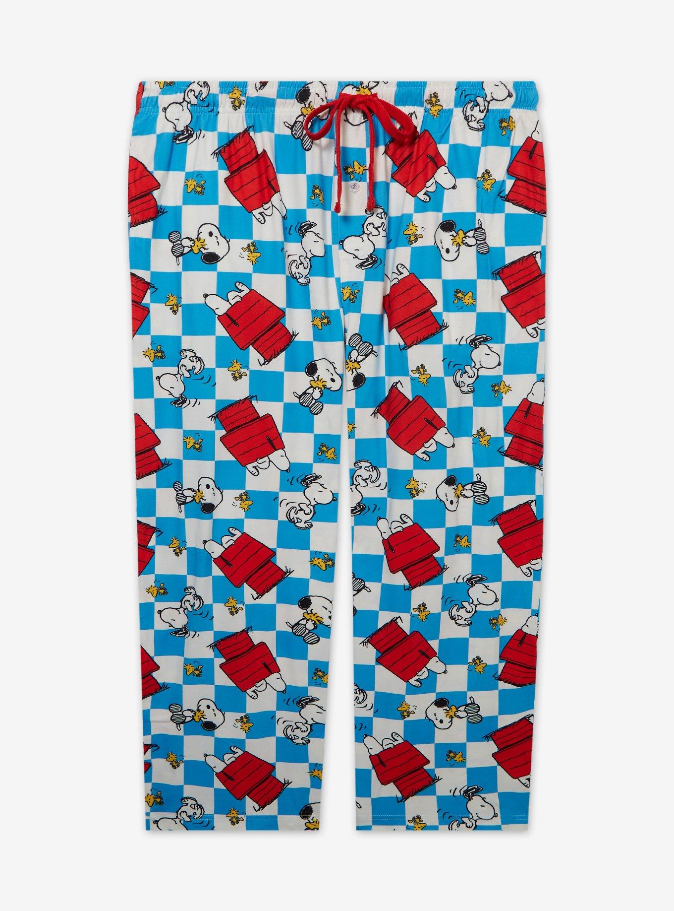 Peanuts Snoopy Checkered Allover Print Women's Plus Size Sleep Pants - BoxLunch Exclusive, , hi-res