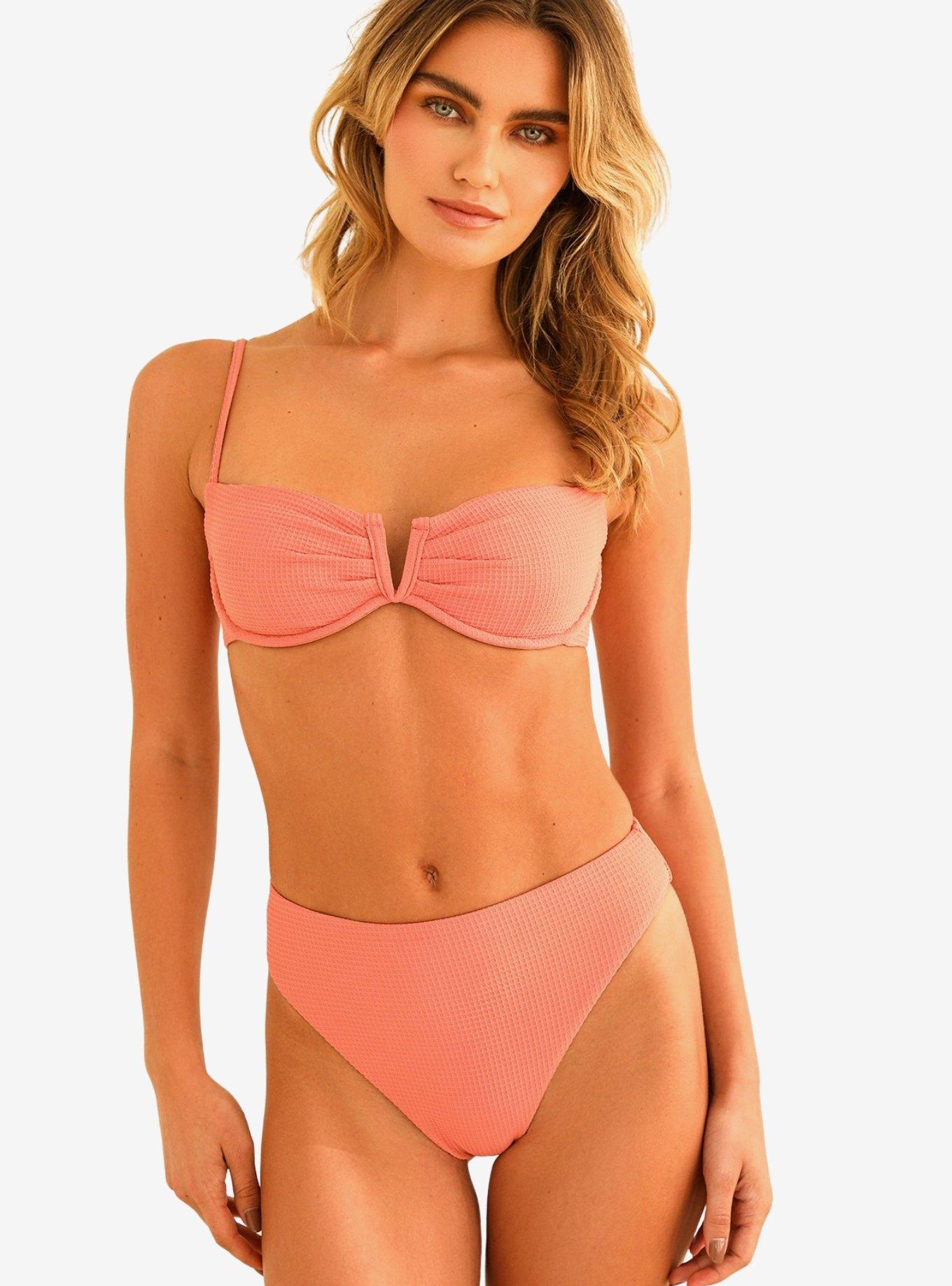 Dippin' Daisy's Diana Underwire Swim Top Tea Rose Waffle, PINK, hi-res