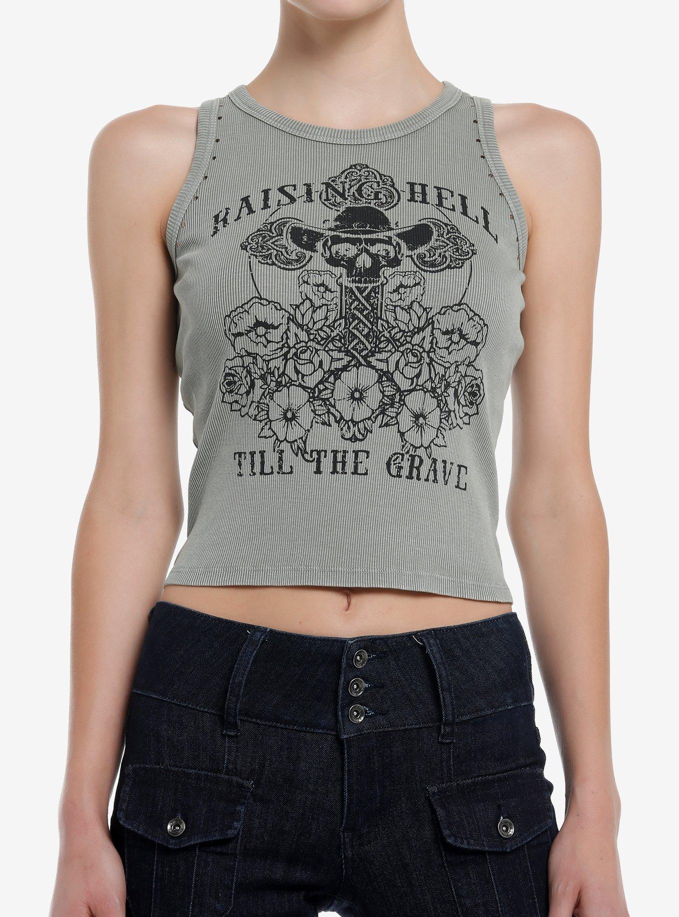 Raising Hell Cross Floral Girls Tank Top