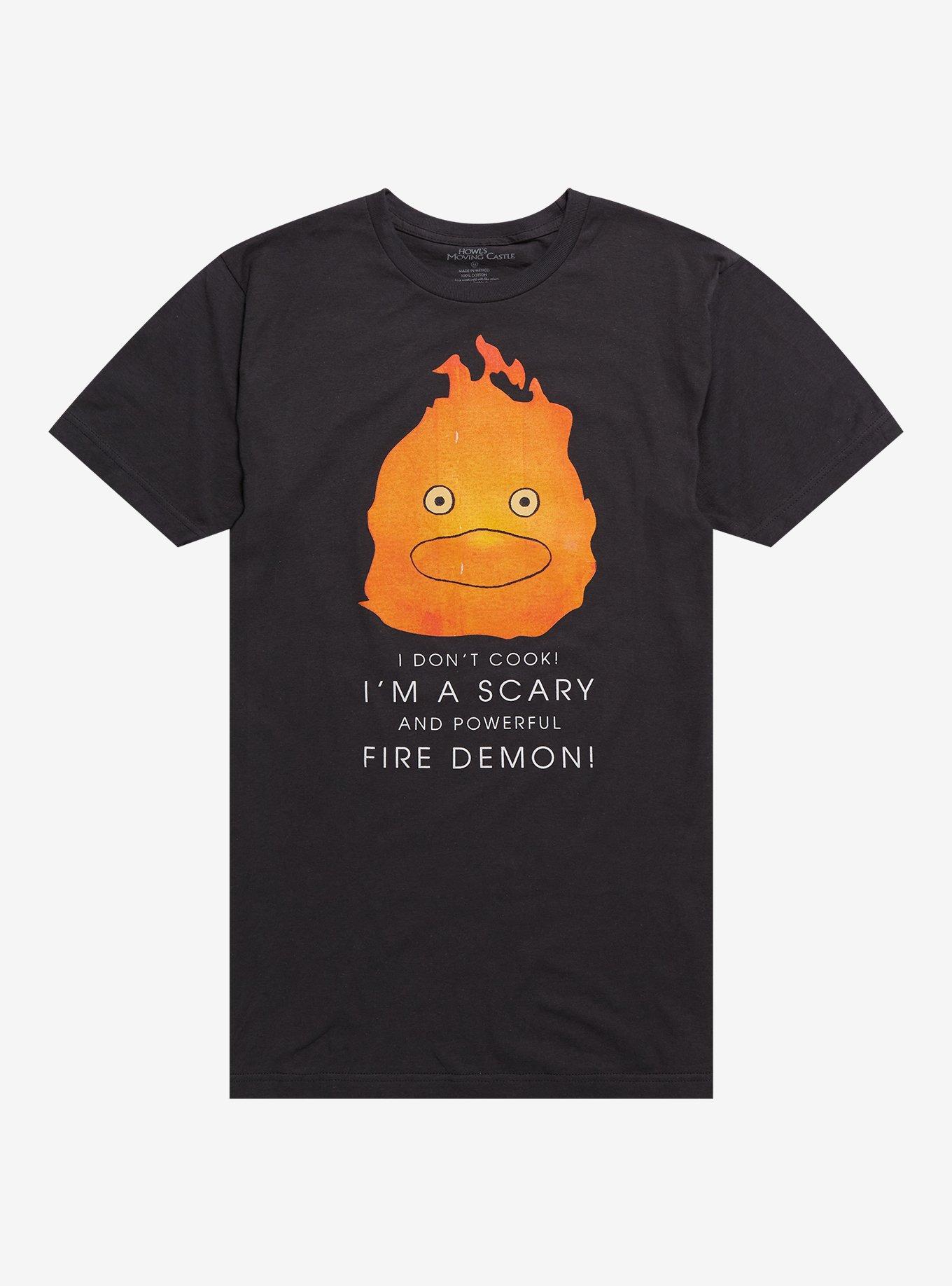 Studio Ghibli® Howl's Moving Castle Calcifer Quote T-Shirt, CHARCOAL, hi-res