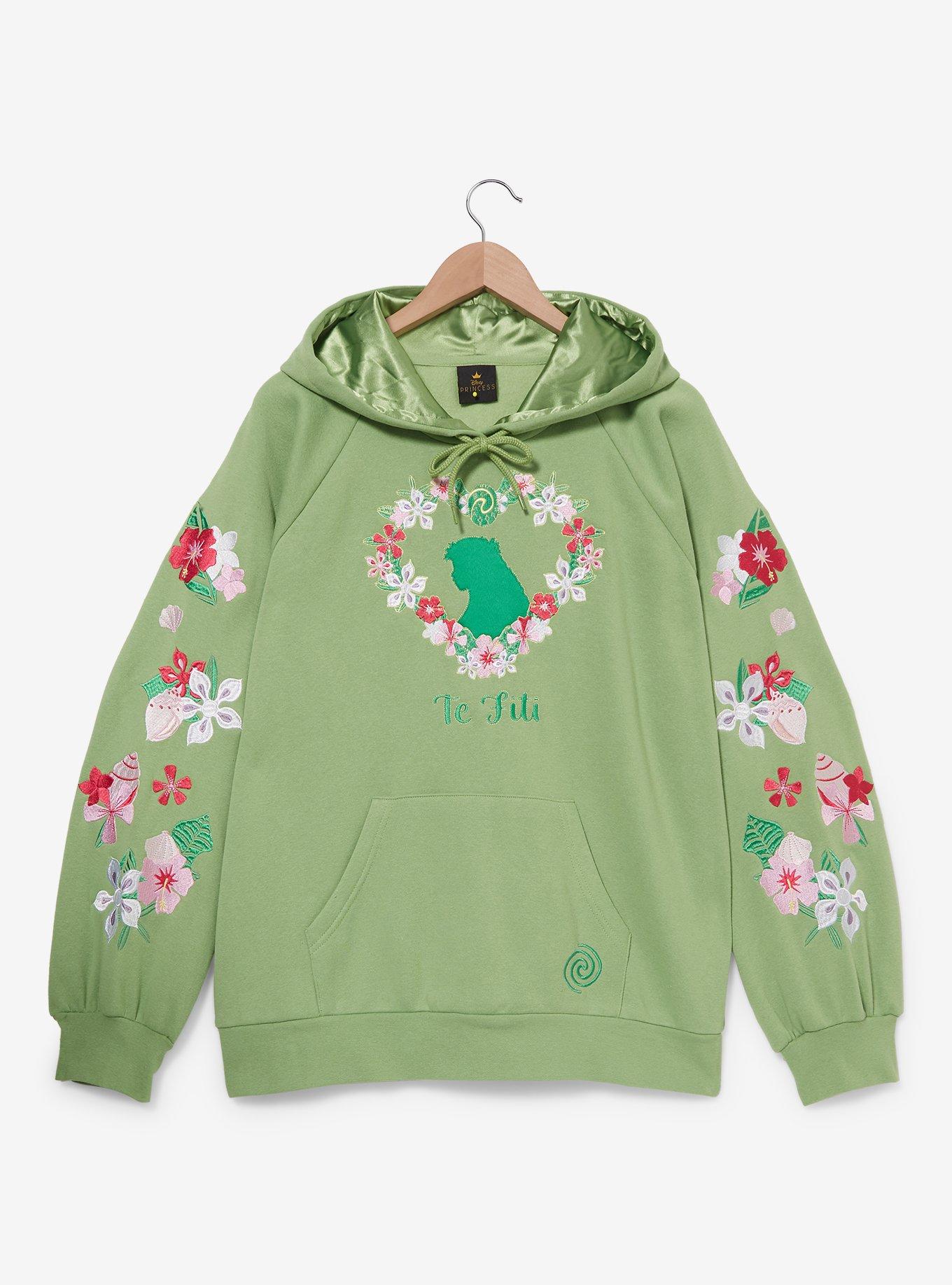 Disney Moana Te Fiti Floral Women's Plus Size Hoodie - BoxLunch Exclusive, GREEN  OLIVE, hi-res