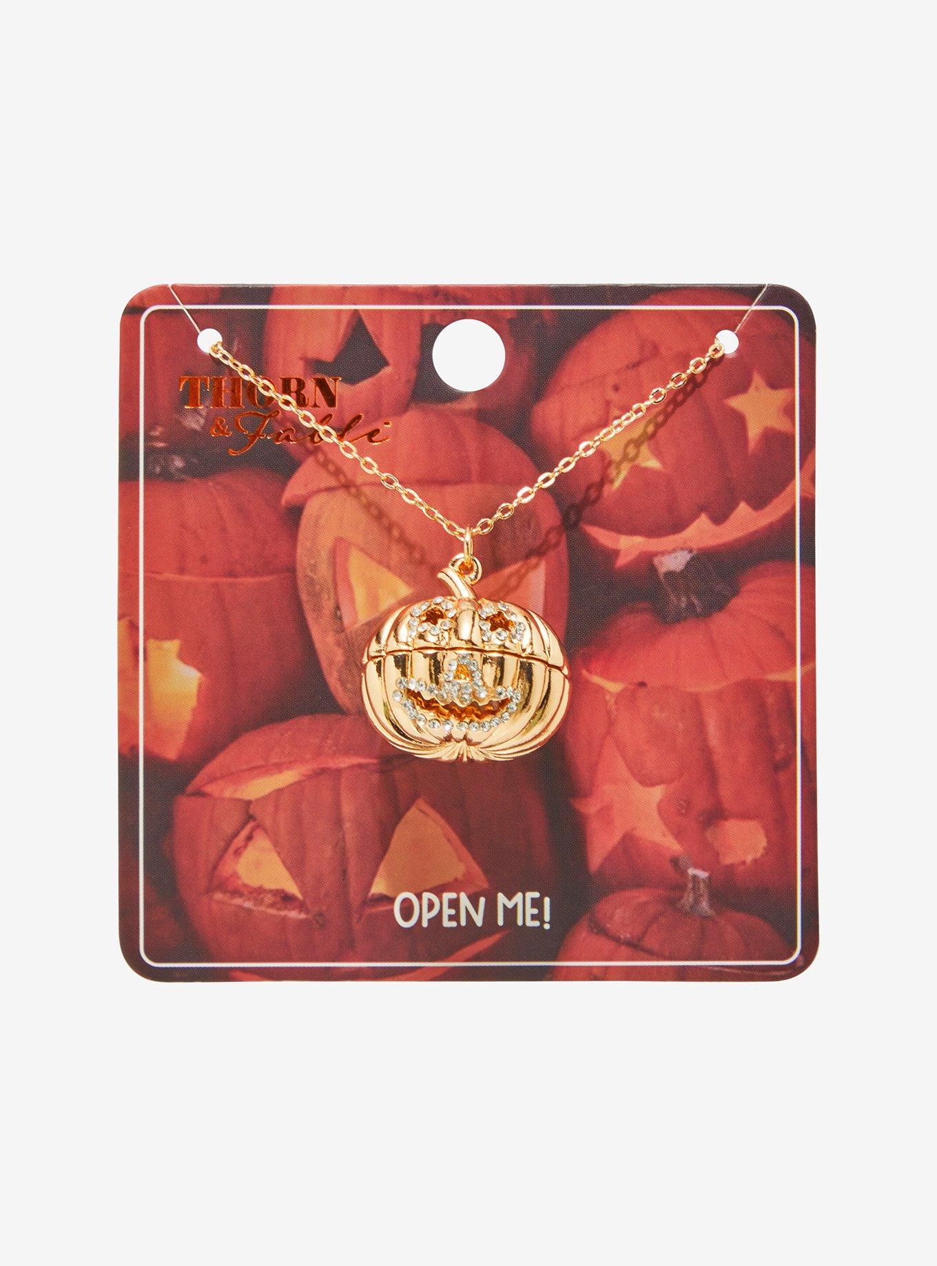 Thorn & Fable Pumpkin Ghost Locket Necklace, , hi-res