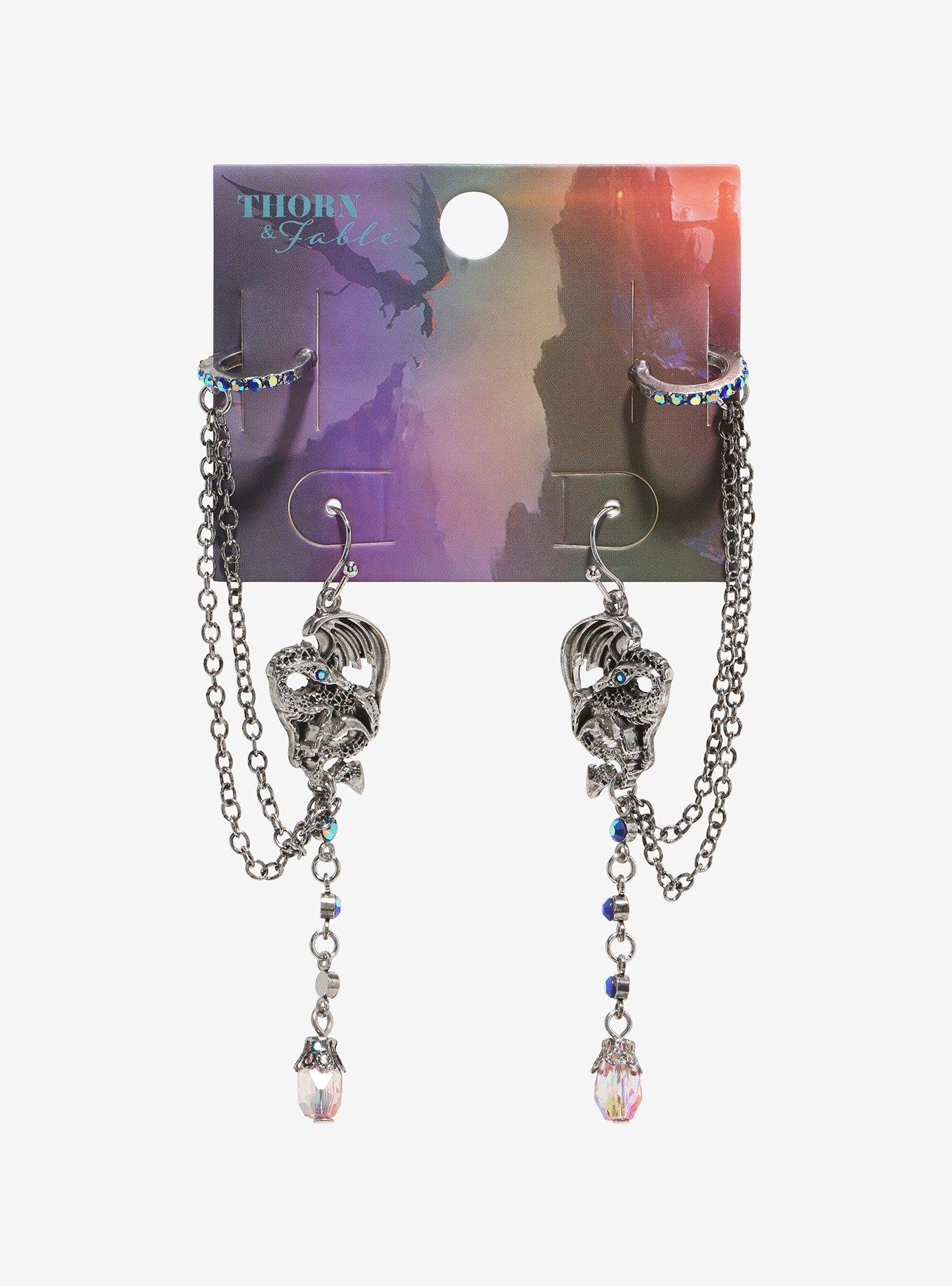 Thorn & Fable Dragon Bead Cuff Earrings