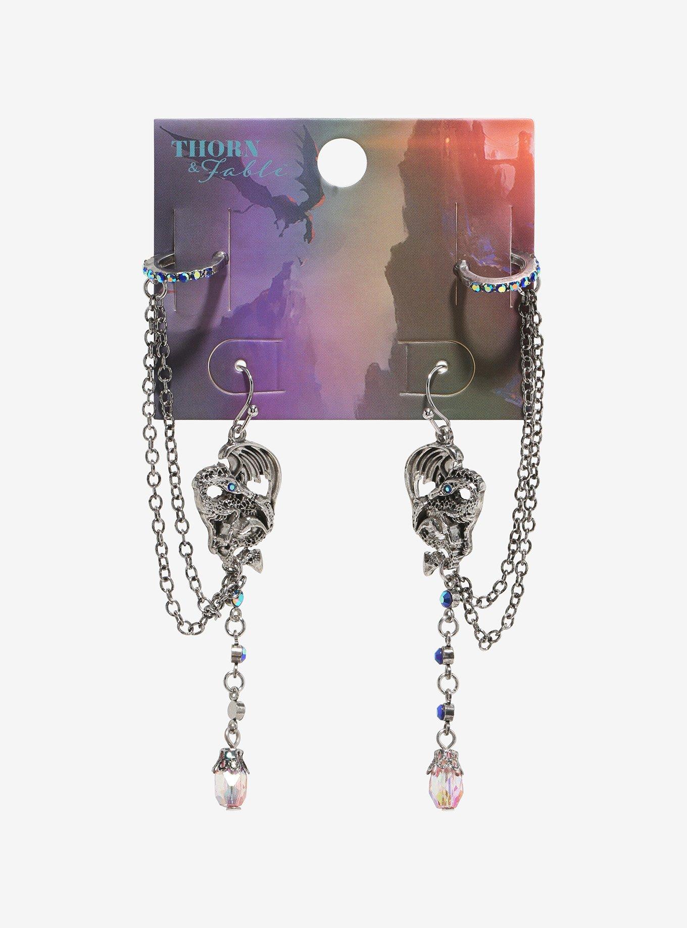 Thorn & Fable Dragon Bead Cuff Earrings, , hi-res