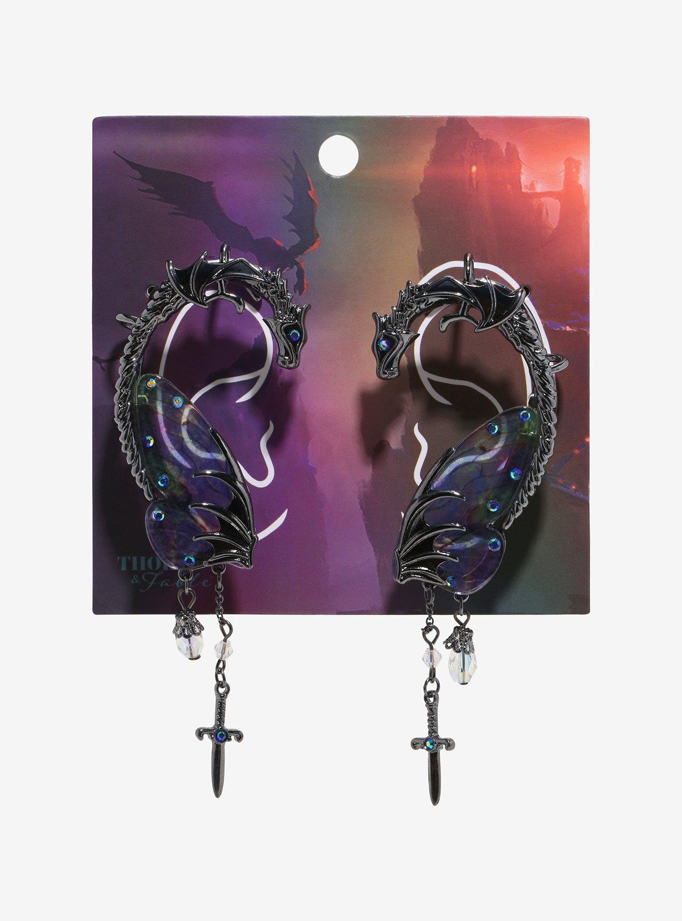 Black Dragon Dagger Ear Cuffs