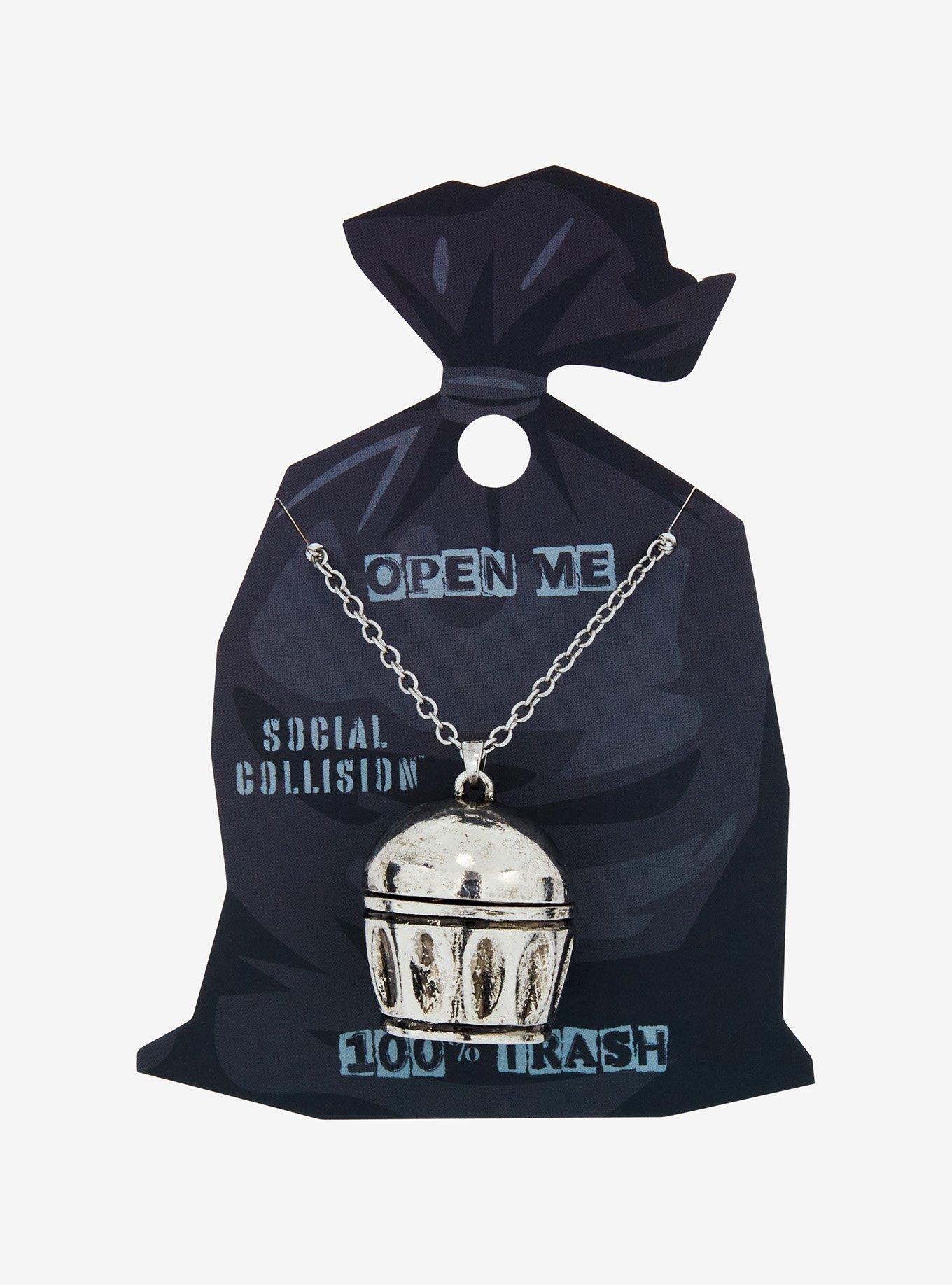 Social Collision Trash Can Rat Locket Necklace, , hi-res