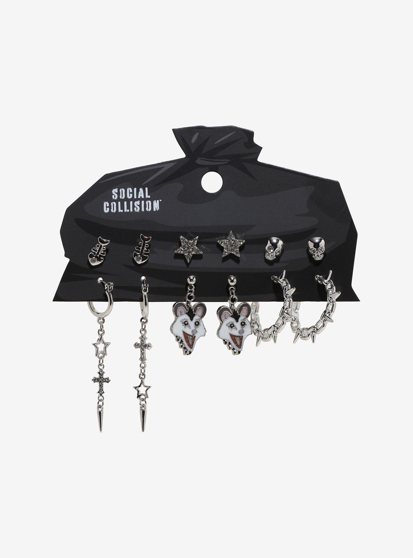 Social Collision Punk Possum Spike Earring Set, , hi-res