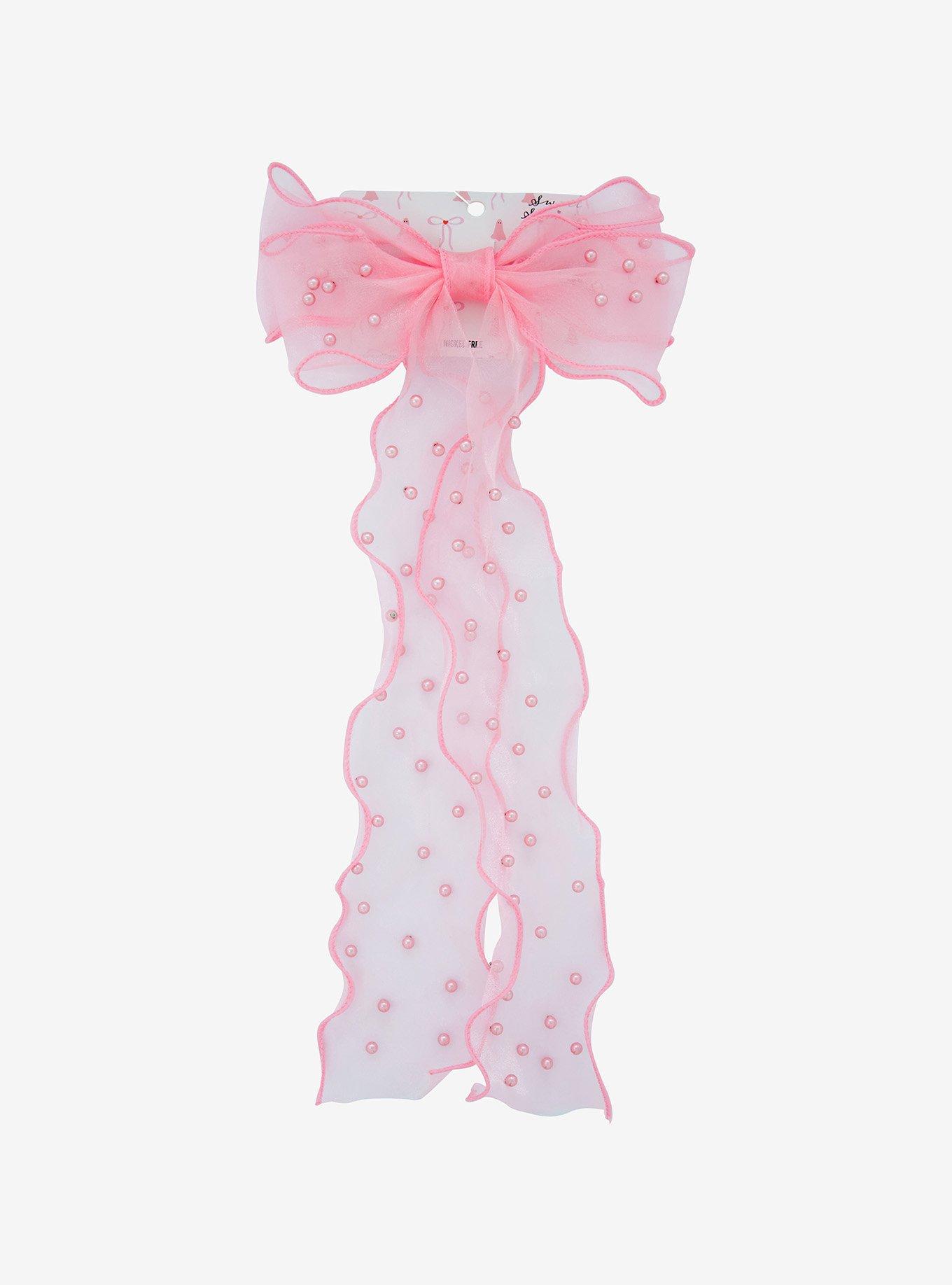 Sweet Society Pink Pearl Mesh Hair Bow