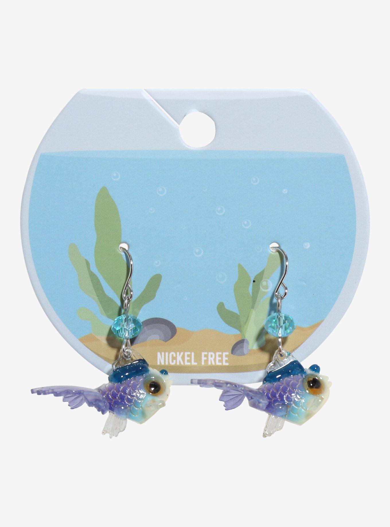 Blue Fish Drop Earrings