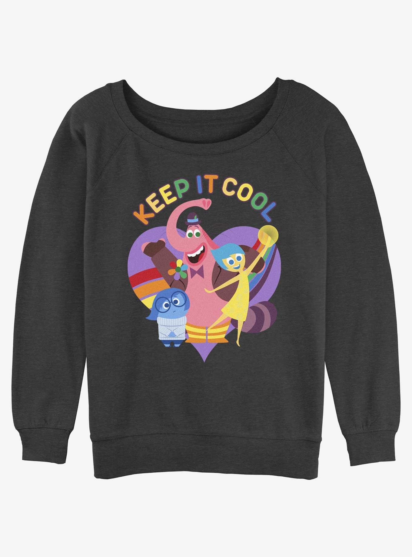 Disney Pixar Inside Out 2 Keep It Cool Girls Slouchy Sweatshirt, CHAR HTR, hi-res