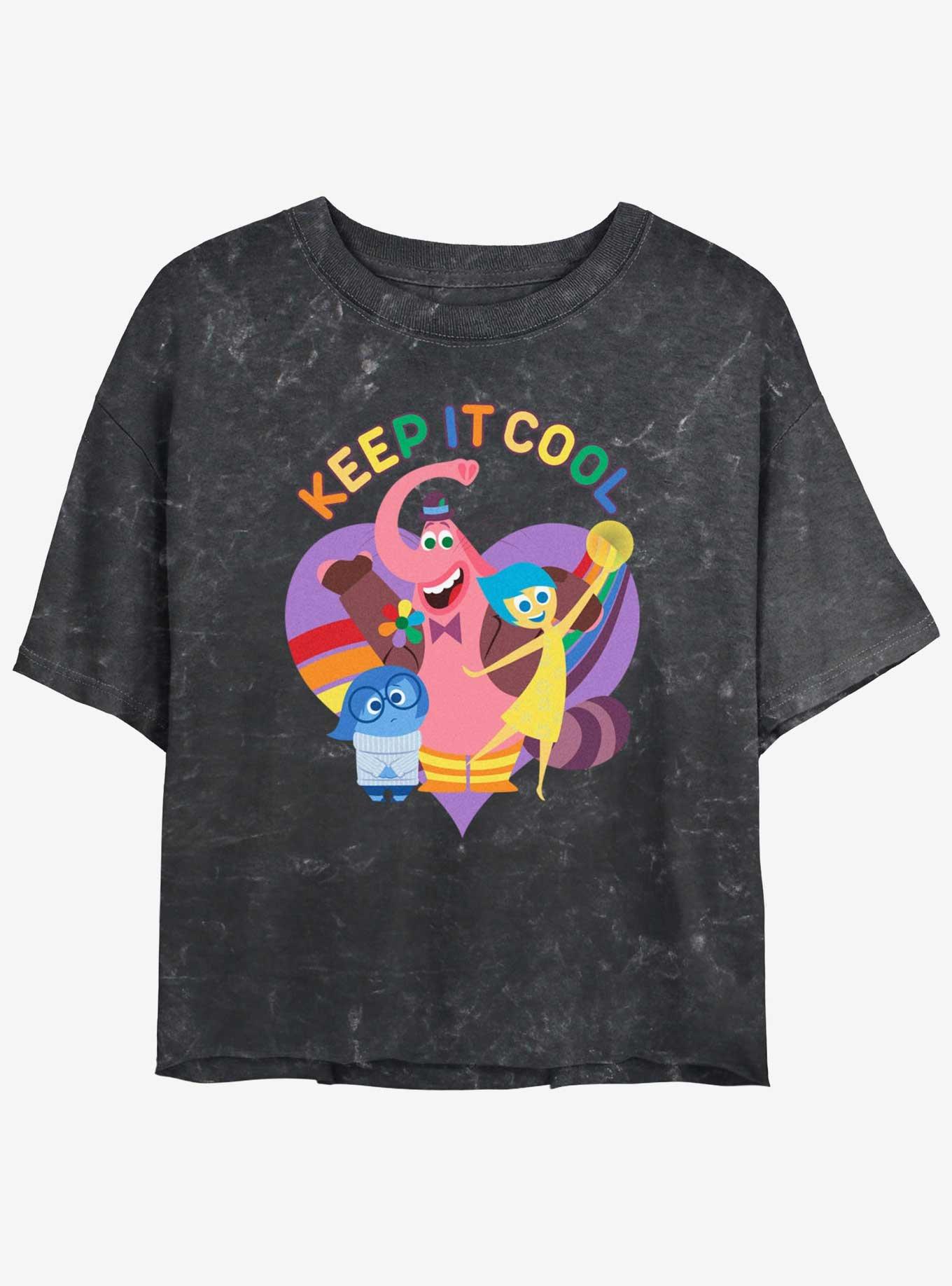 Disney Pixar Inside Out 2 Keep It Cool Girls Mineral Wash Crop T-Shirt, BLACK, hi-res