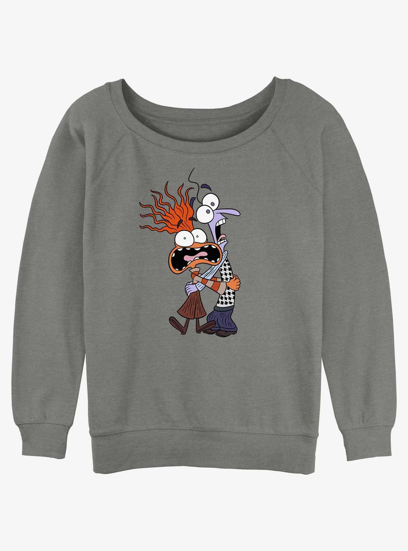 Disney Pixar Inside Out 2 Anxiety And Fear Girls Slouchy Sweatshirt, GRAY HTR, hi-res