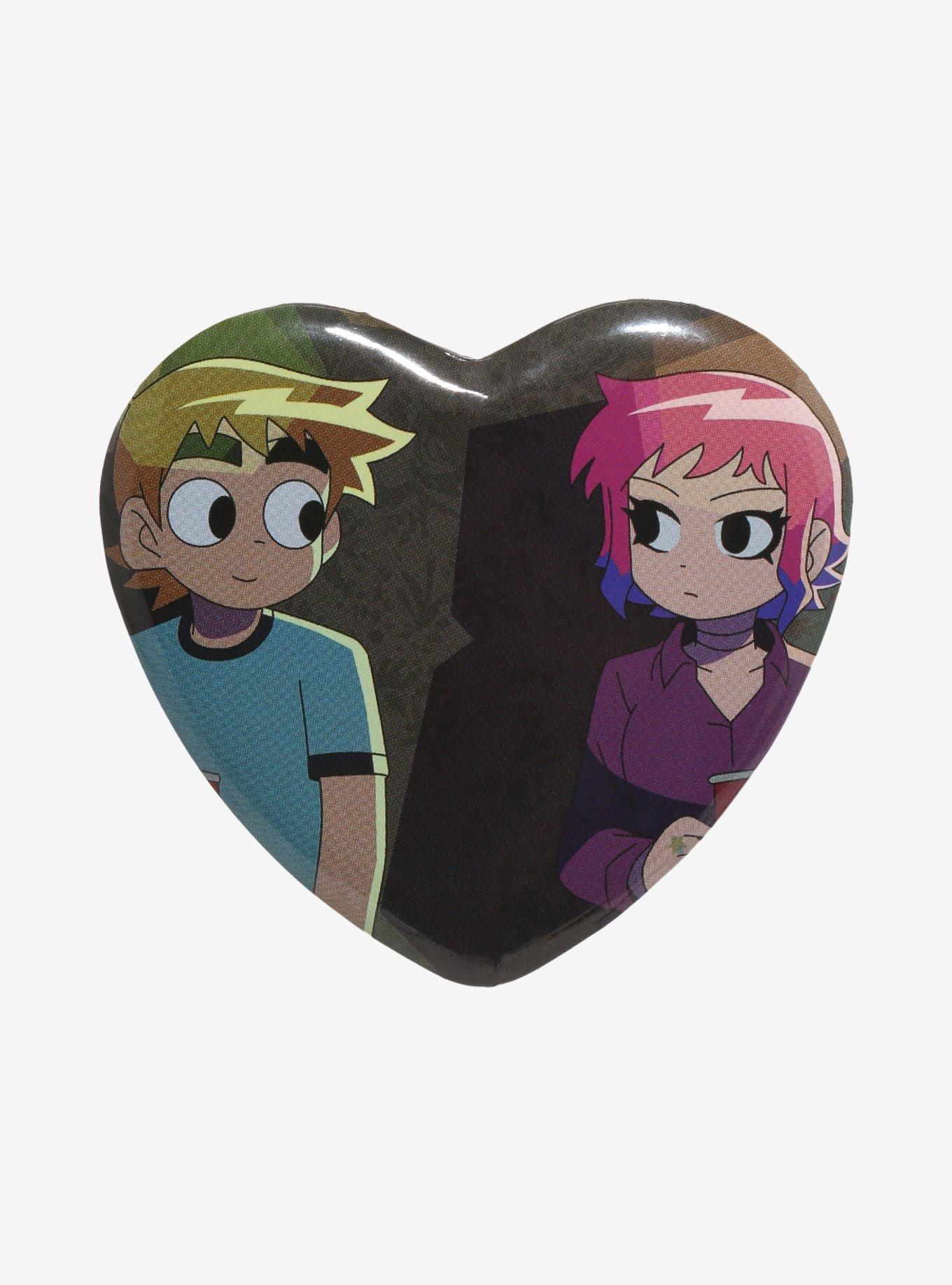 Scott Pilgrim Takes Off Scott & Ramona Heart Button, , hi-res