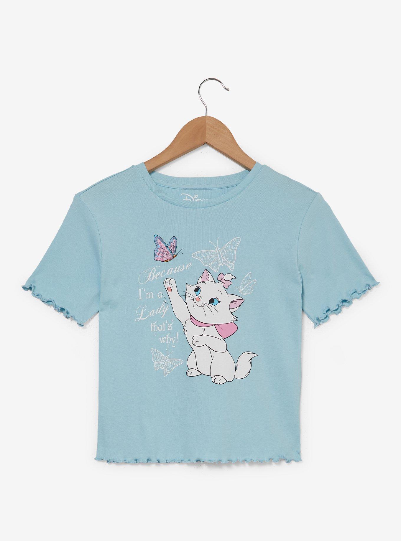 Disney The Aristocats Marie Butterfly Women's Cropped Baby Tee — BoxLunch Exclusive, STEEL BLUE, hi-res