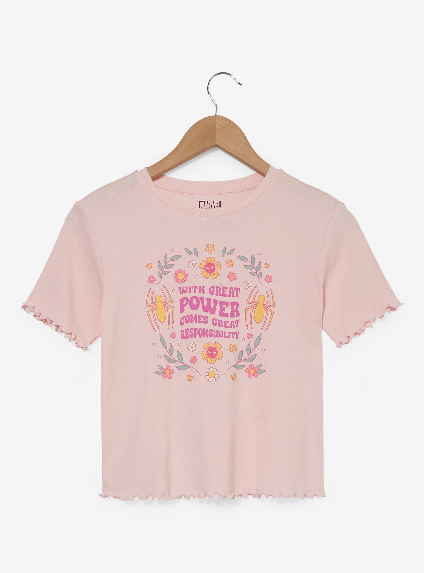 Marvel Spider-Man Great Power Women's Cropped Baby Tee — BoxLunch Exclusive